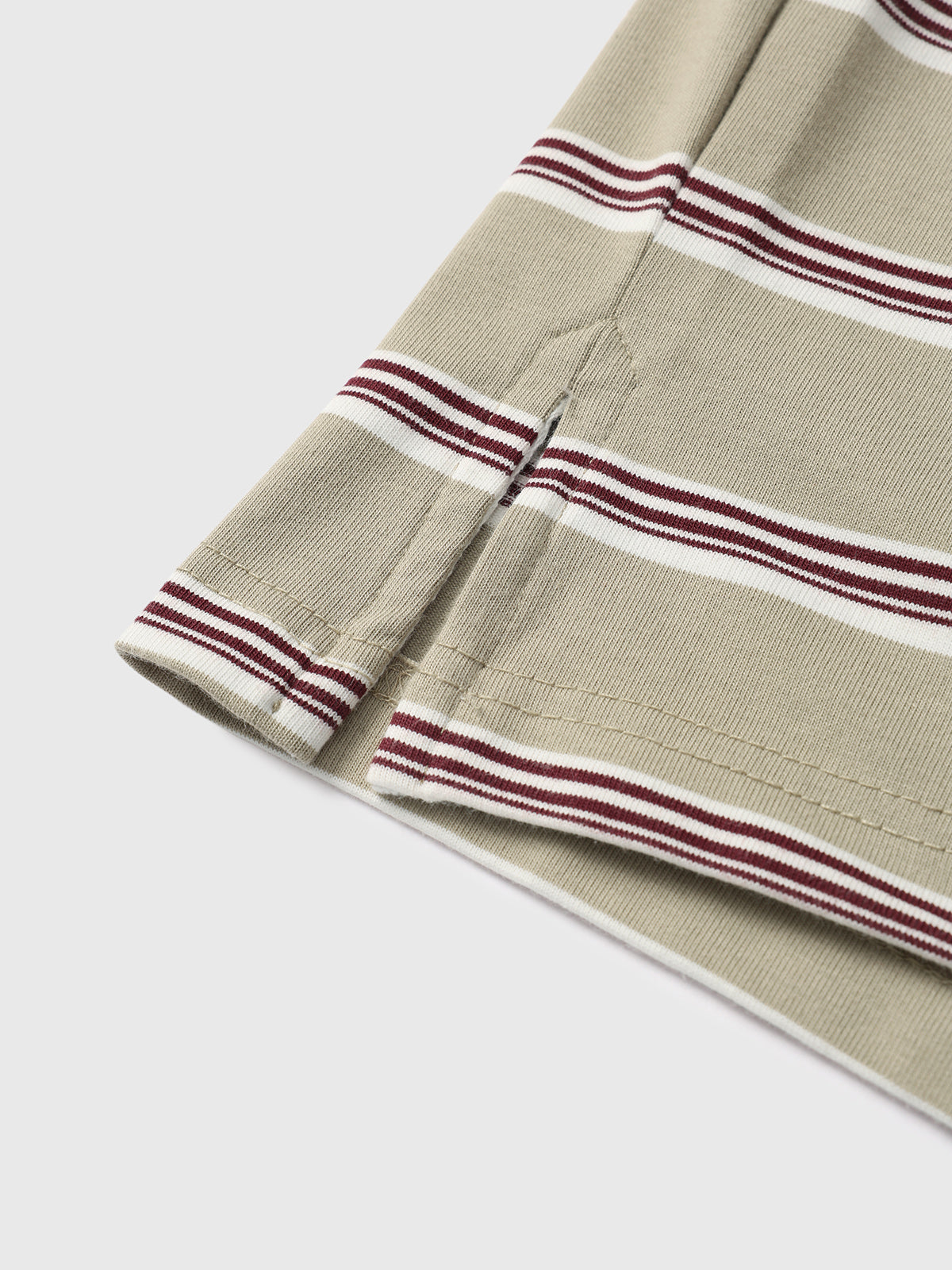 Rulebook Polo Sweatshirt - Cream Stripe