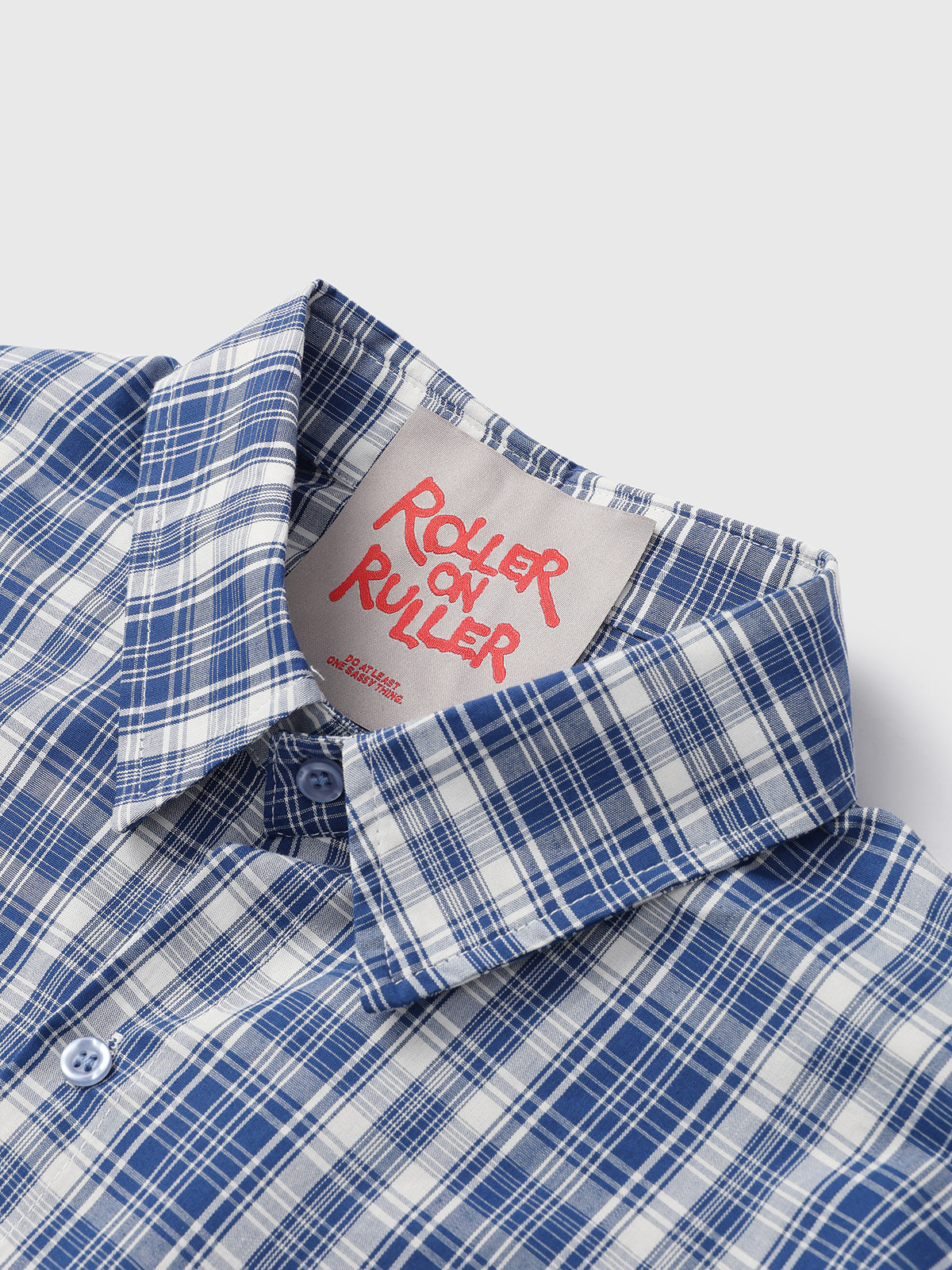 Blue Plaid Embroidered Detail Shirt – Navy Blue