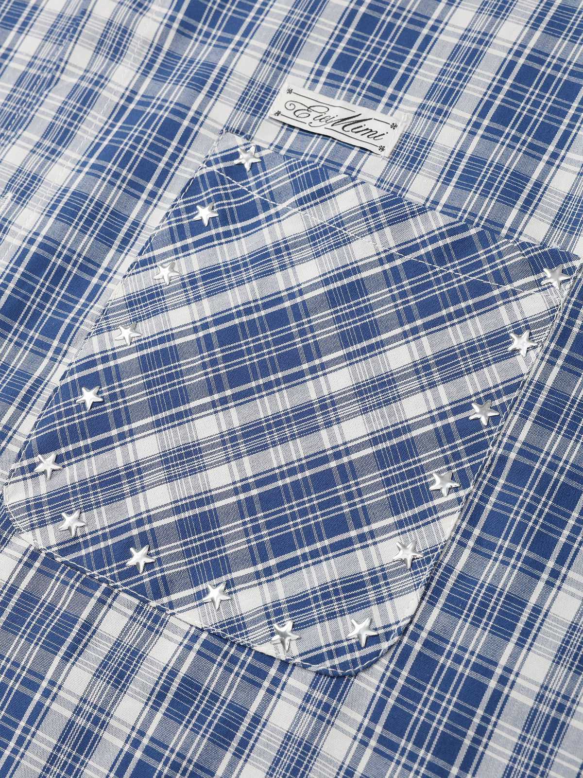 Blue Plaid Embroidered Detail Shirt – Navy Blue