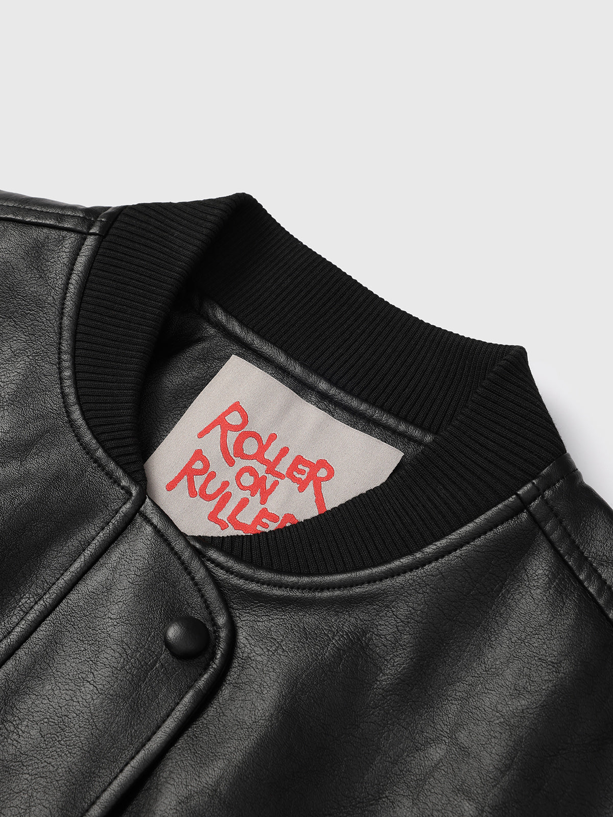 Faux Leather Bomber Jacket – Classic Black