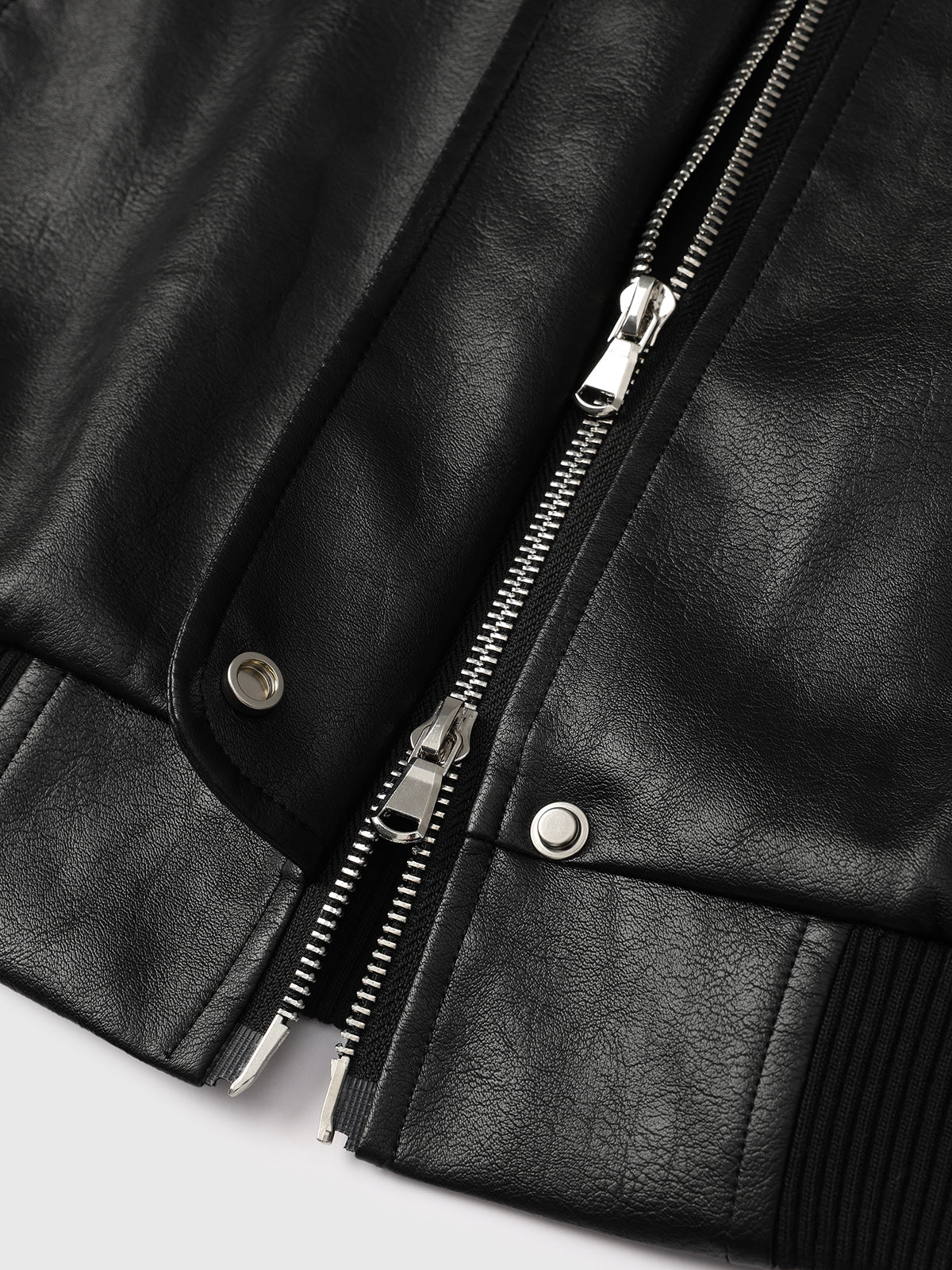 Faux Leather Bomber Jacket – Classic Black