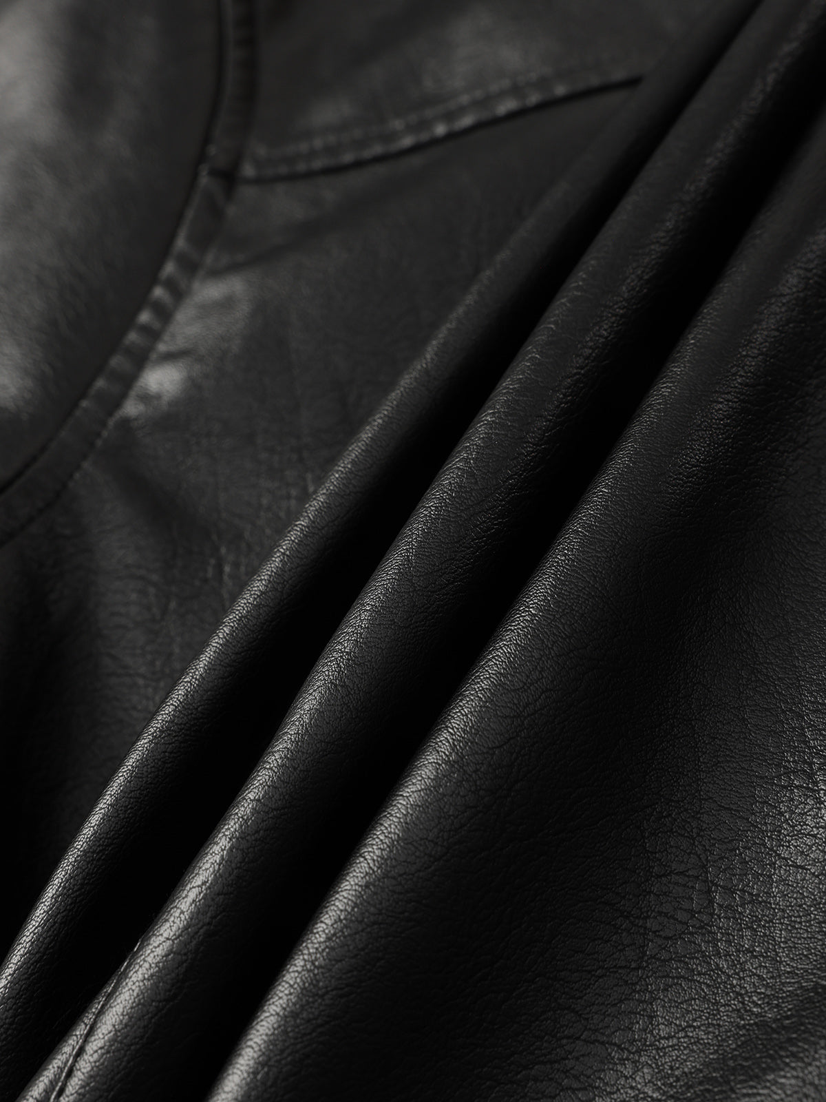 Faux Leather Bomber Jacket – Classic Black