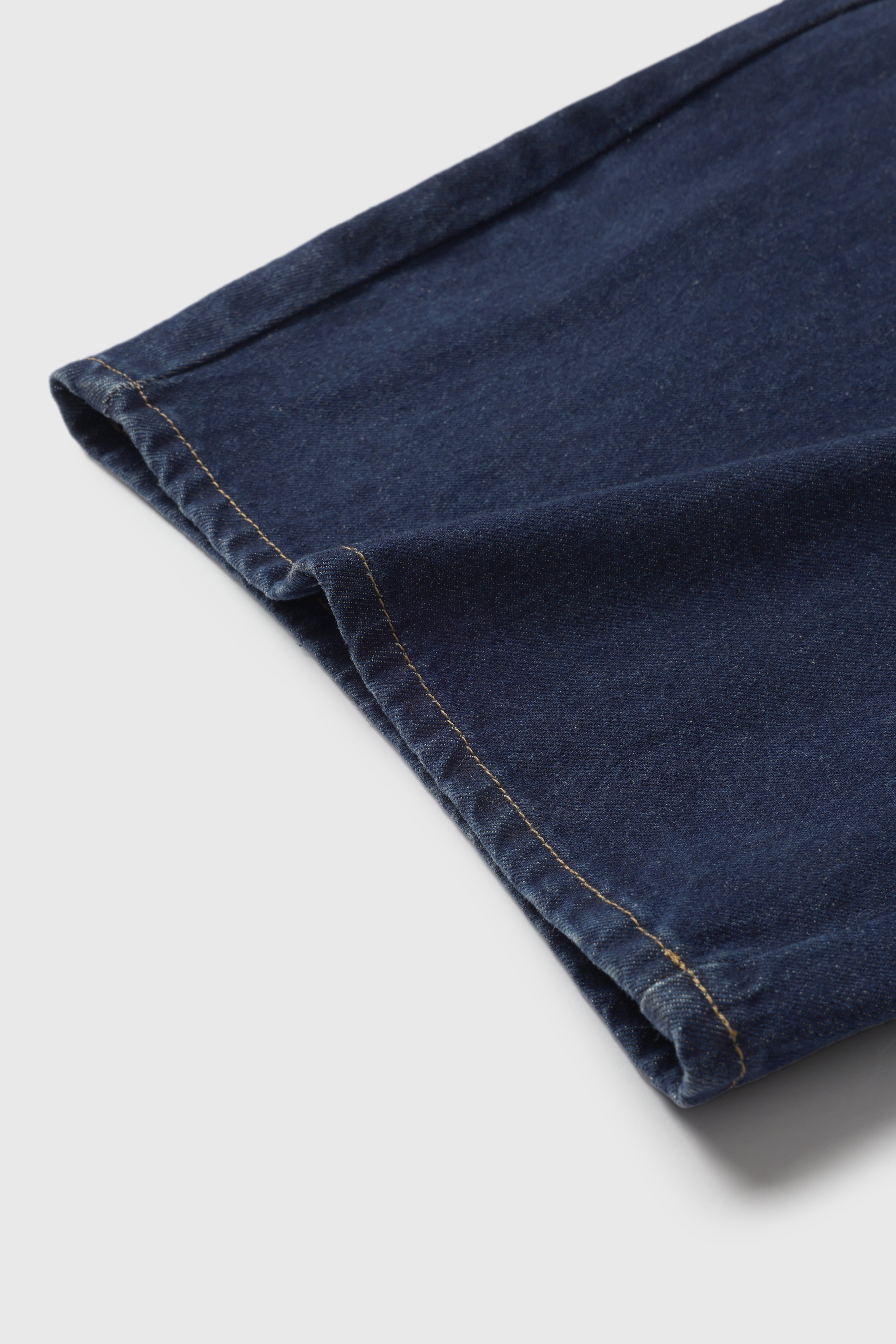 Patchwork Wide-Leg Denim Jeans – Denim Blue