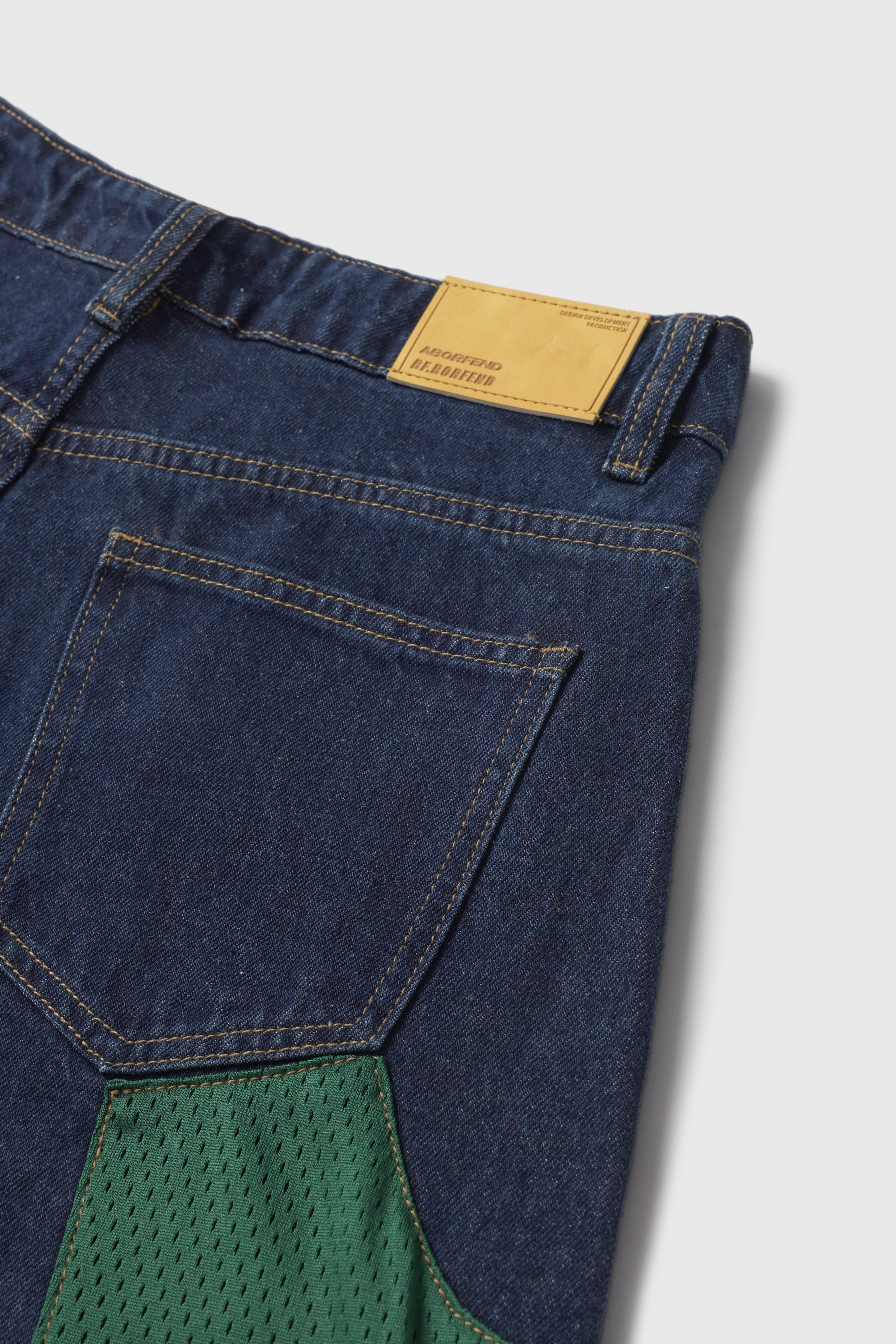 Patchwork Wide-Leg Denim Jeans – Denim Blue