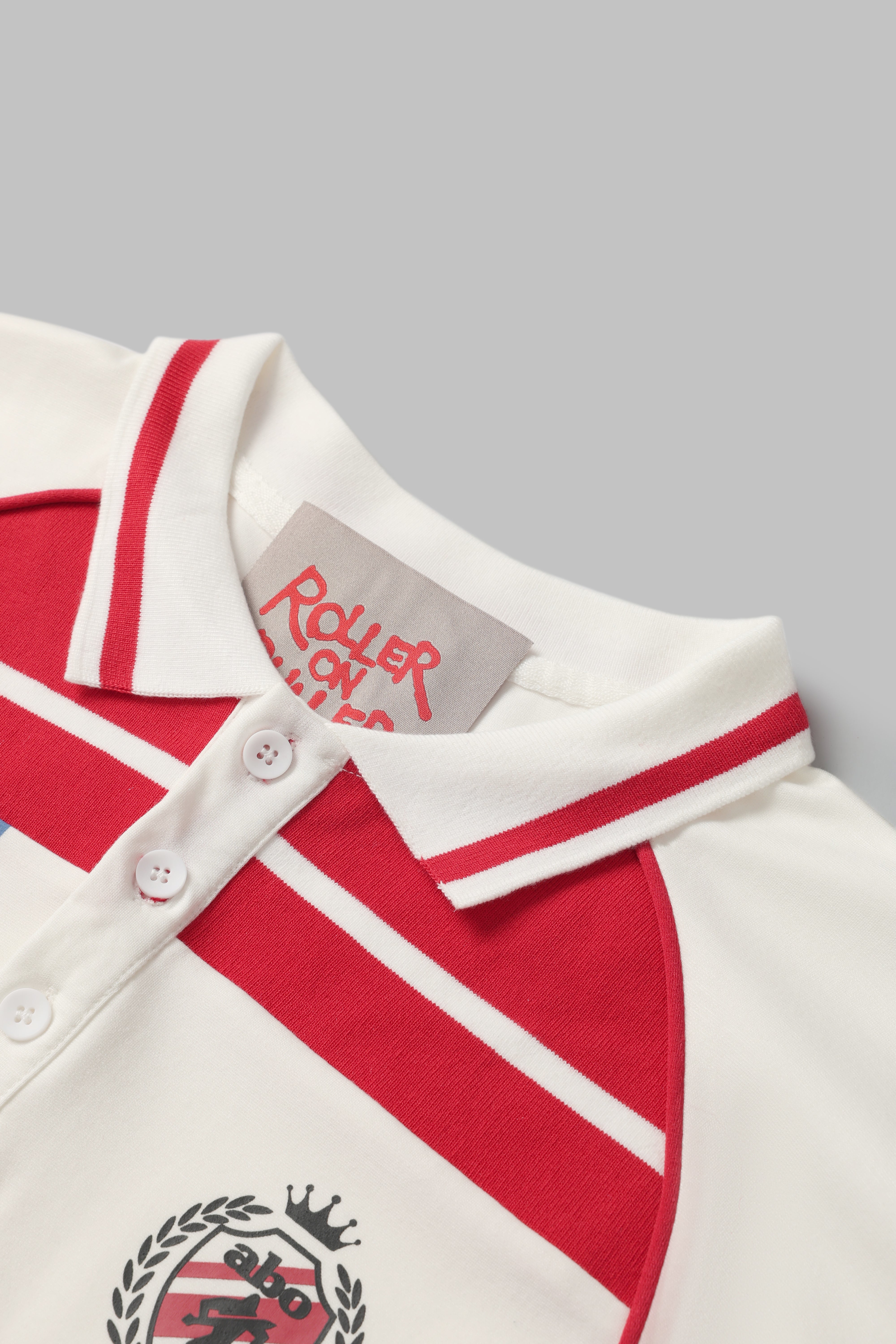 Striped Polo Long Sleeve Shirt – Clear White