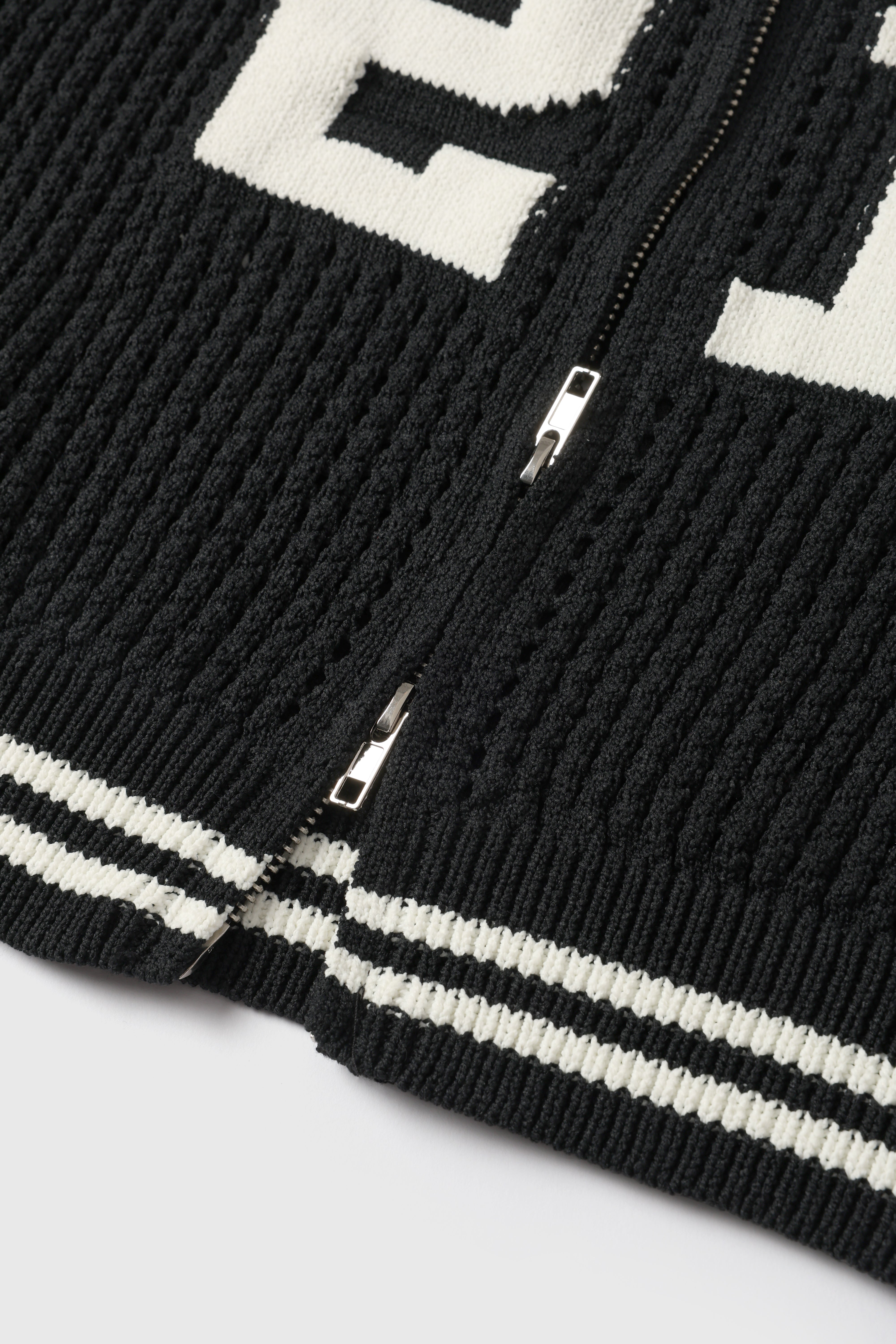 Mesh Varsity Zip Jacket – Bold Black