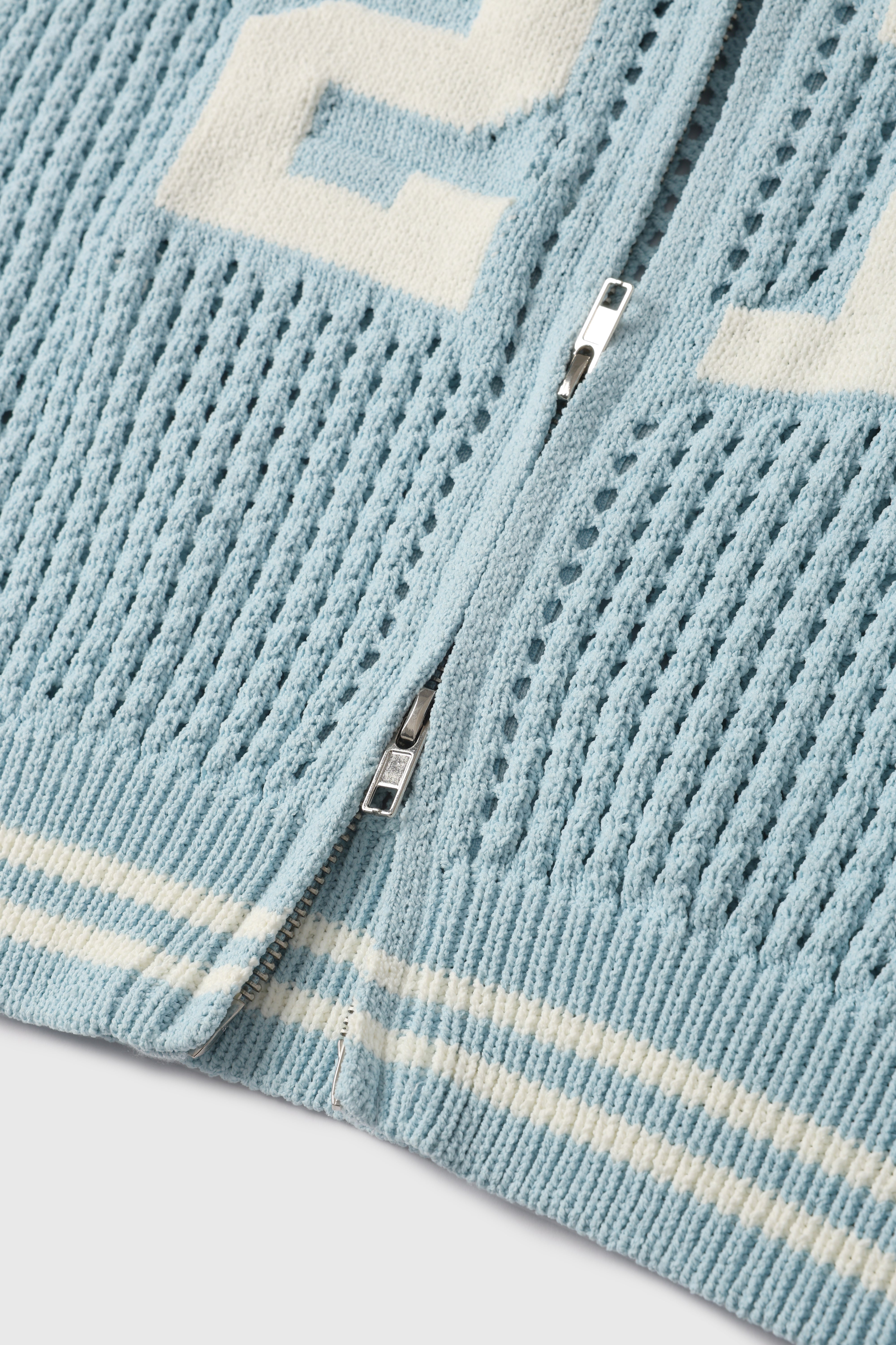 Mesh-Knit Zip-Up Sports Jacket – Powder Blue