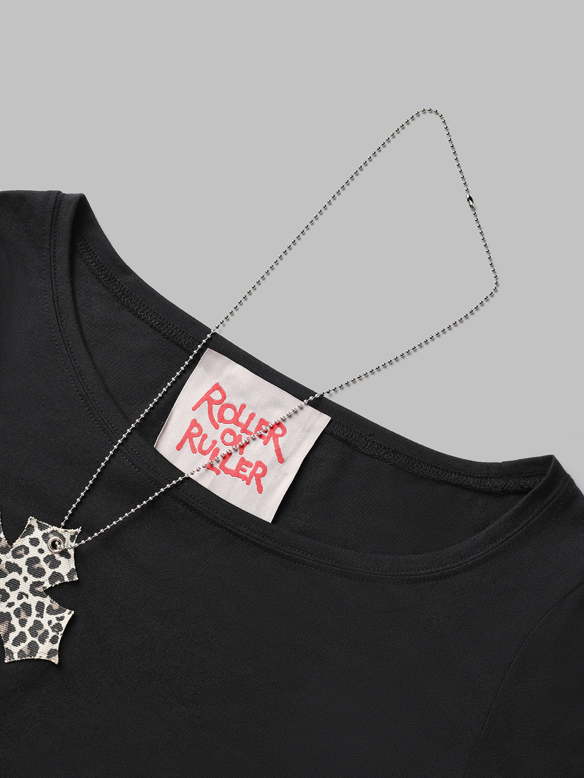 Leopard Crossline Beads Longsleeve Tee - Shadow Black