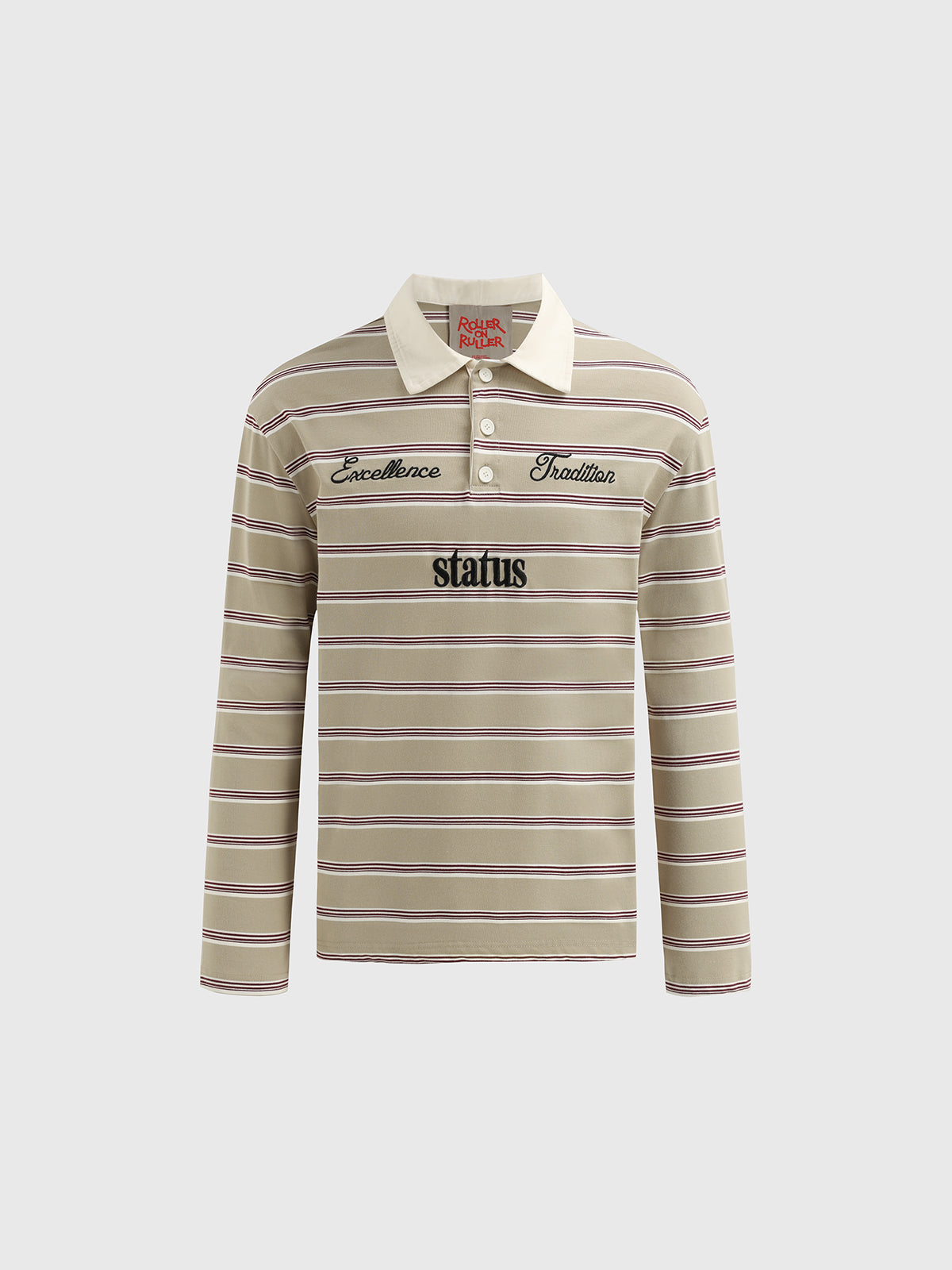 Rulebook Polo Sweatshirt - Cream Stripe