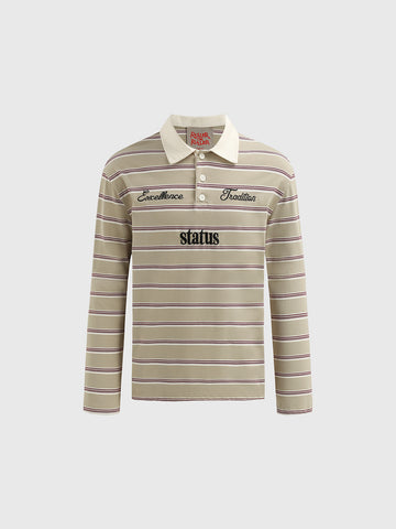 Rulebook Polo Sweatshirt - Cream Stripe