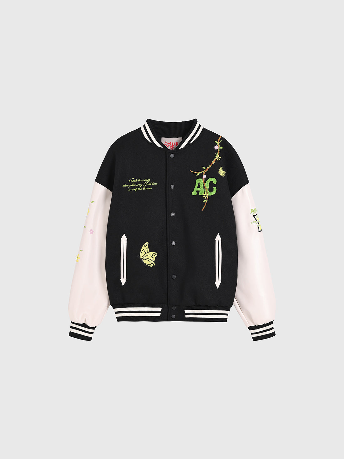 Afterclass Bloom Varsity Jacket - Noir Cream