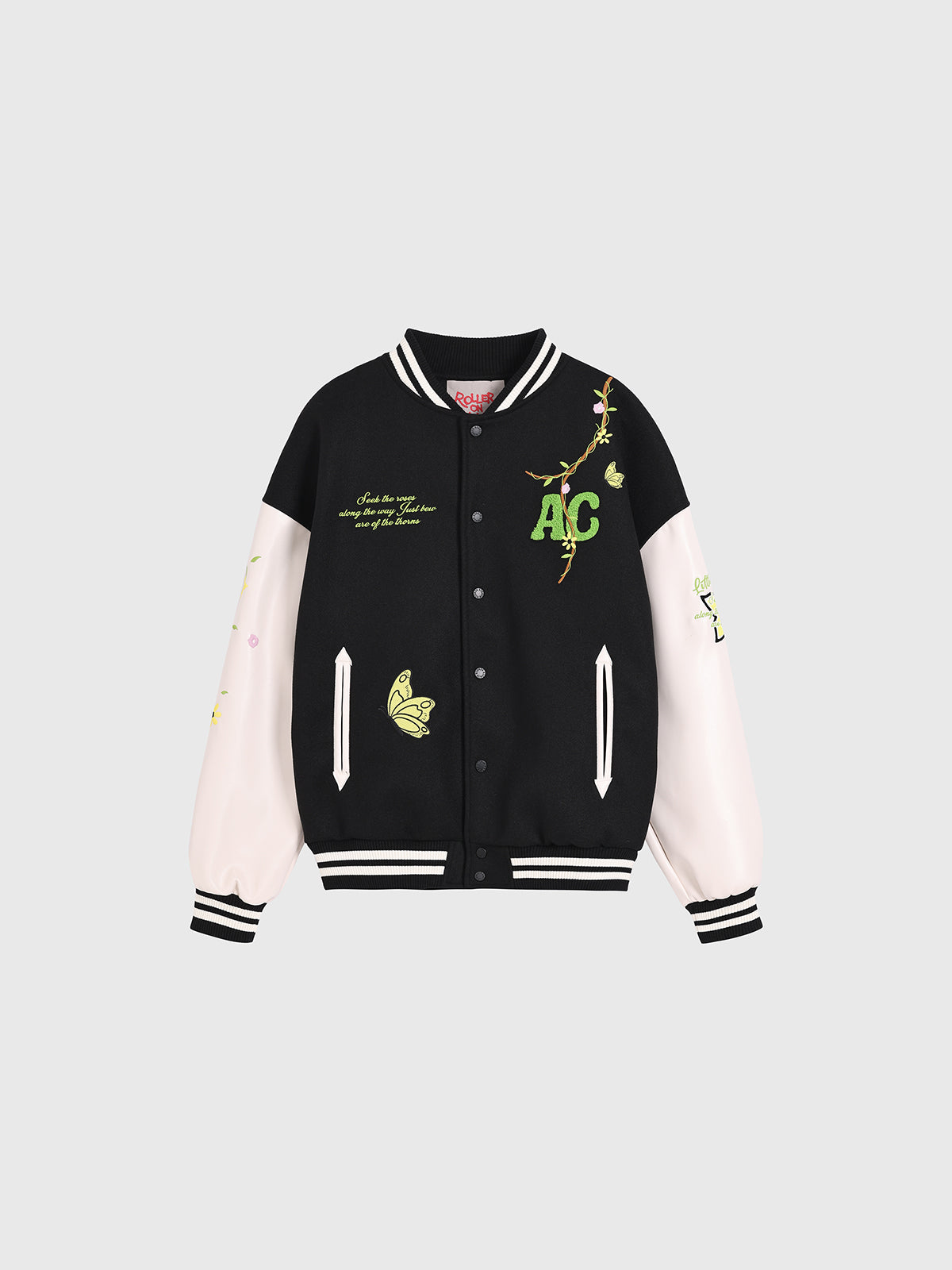 Afterclass Bloom Varsity Jacket - Noir Cream