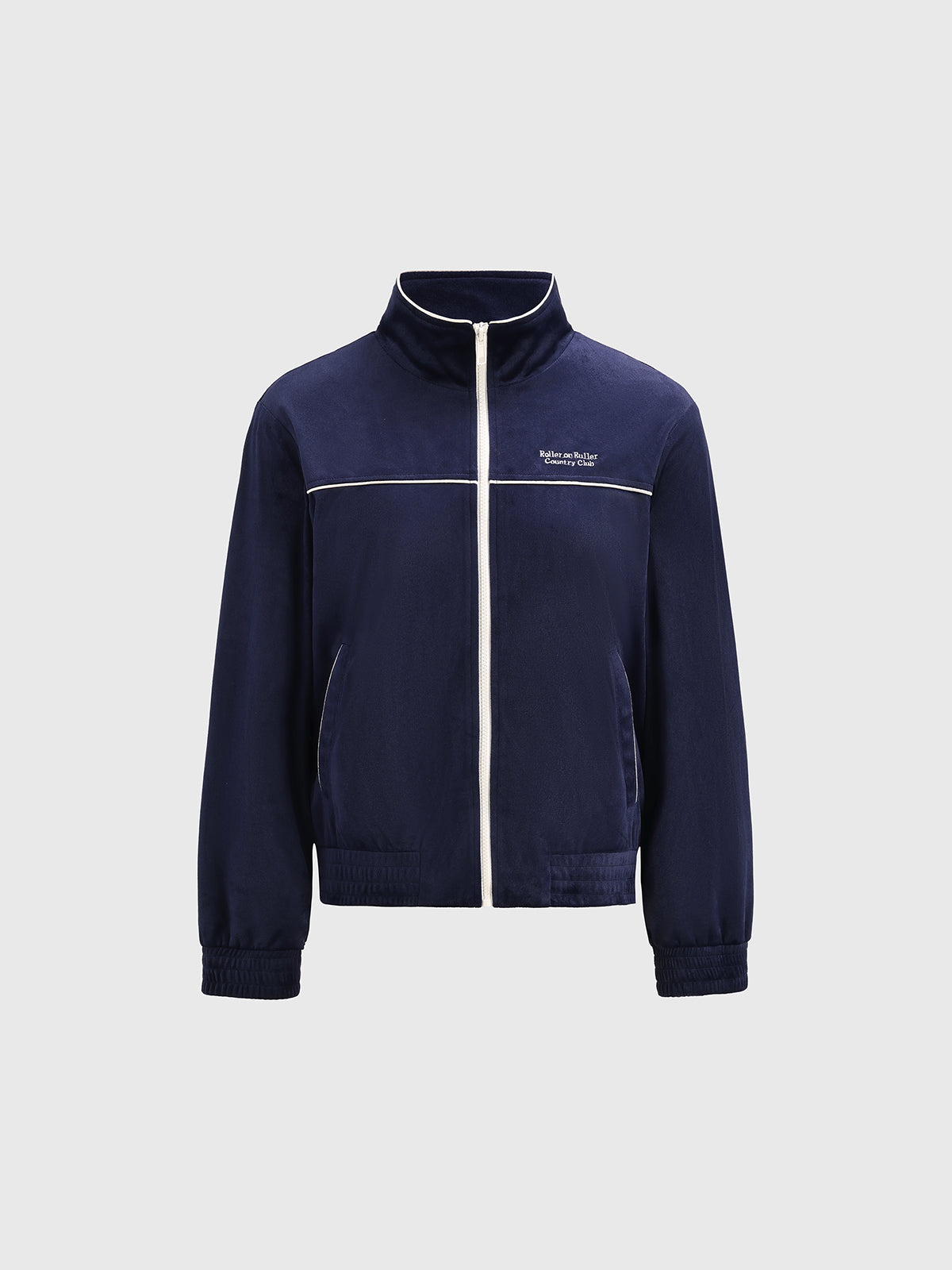 Parallel Lines Zip Jacket – Navy Blue