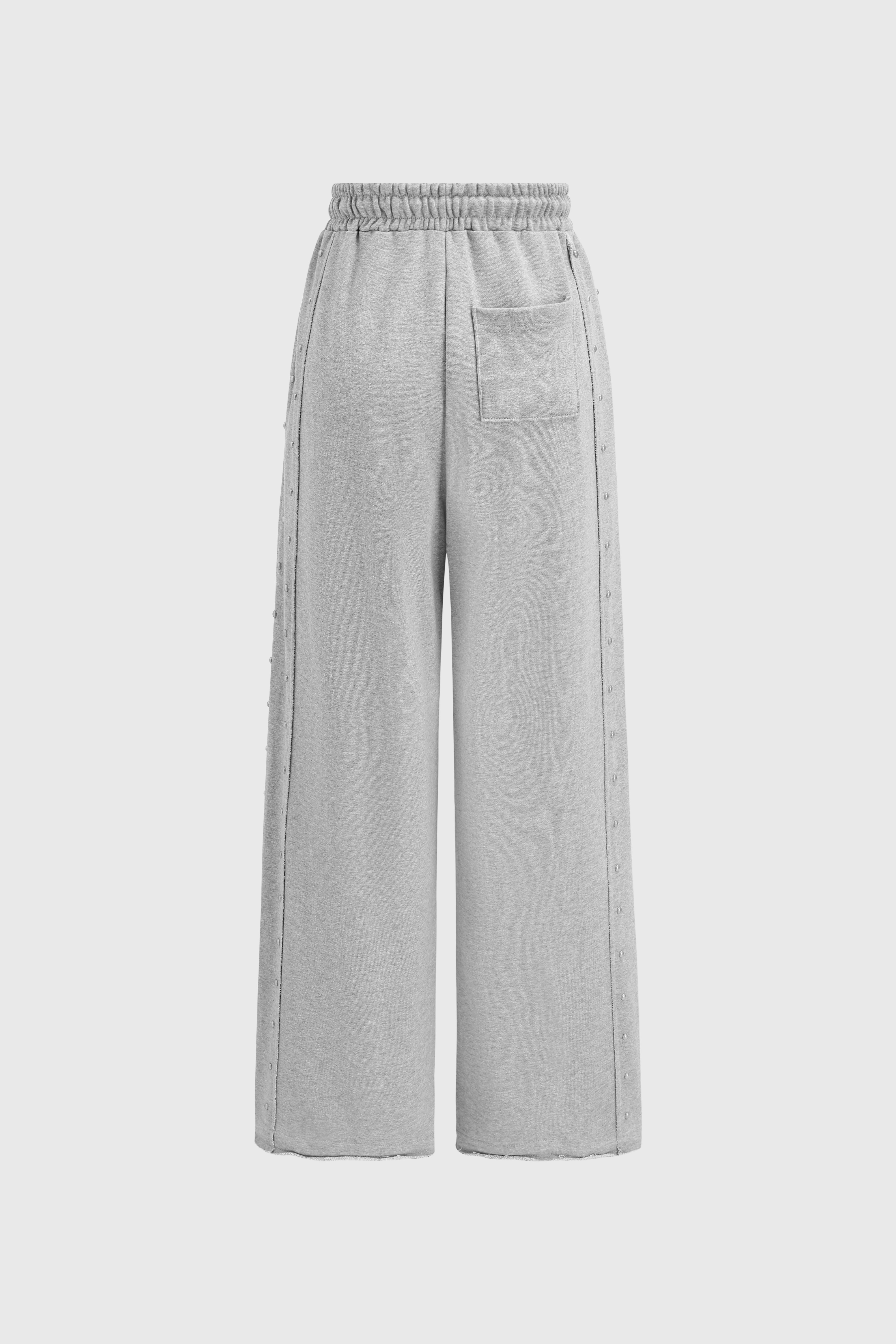 Studded Trim Jogger Pants - Ash Grey