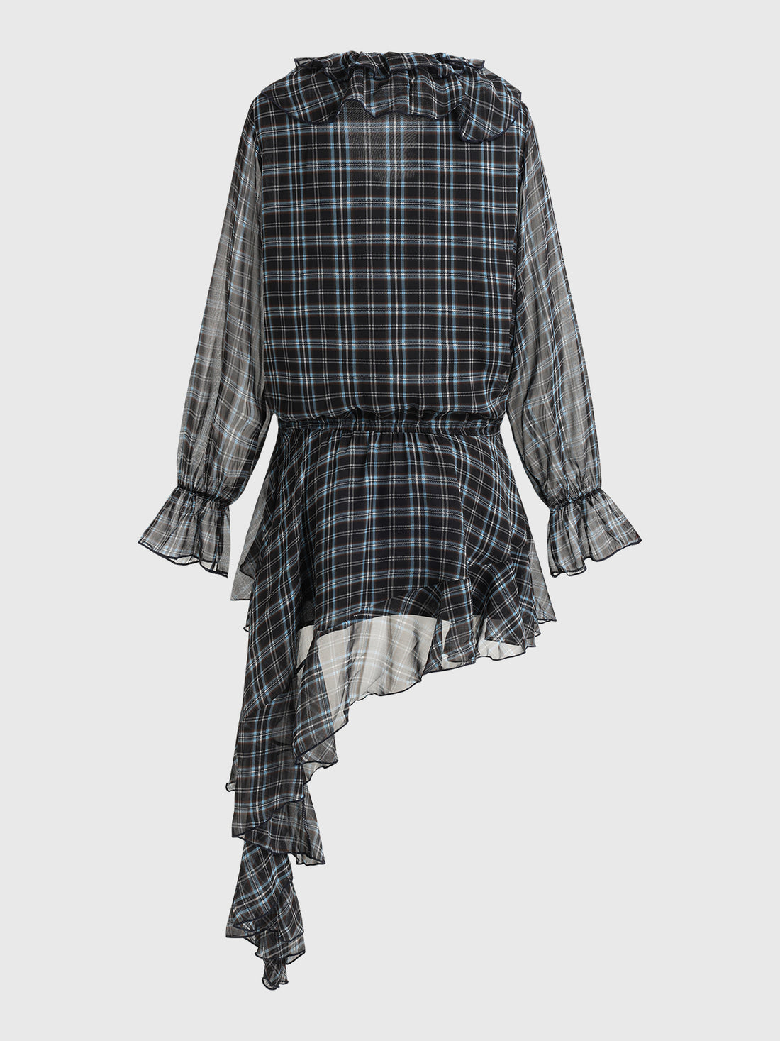 Soft Disagreement Ruffle Dress – Navy Check
