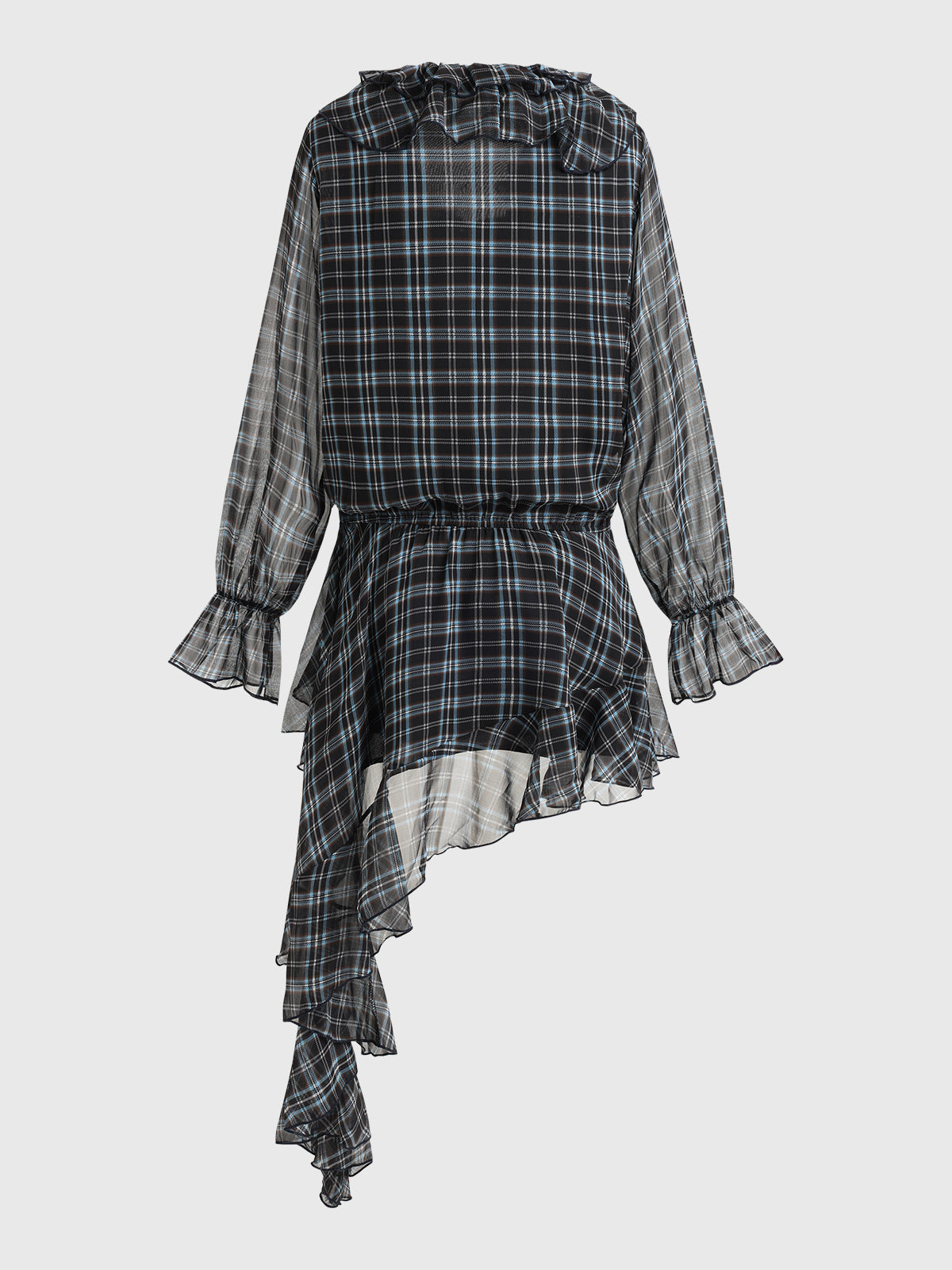 Soft Disagreement Ruffle Dress – Navy Check