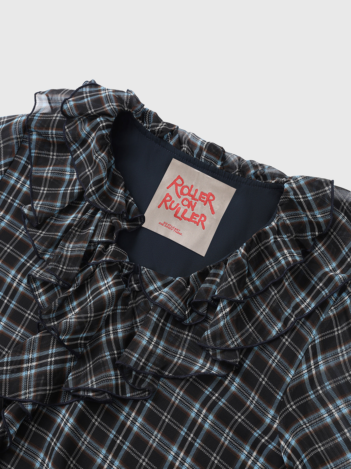 Soft Disagreement Ruffle Dress – Navy Check