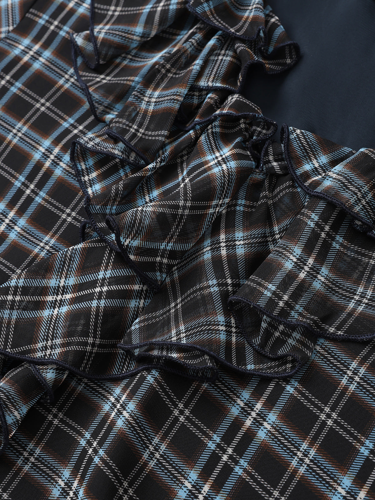 Soft Disagreement Ruffle Dress – Navy Check