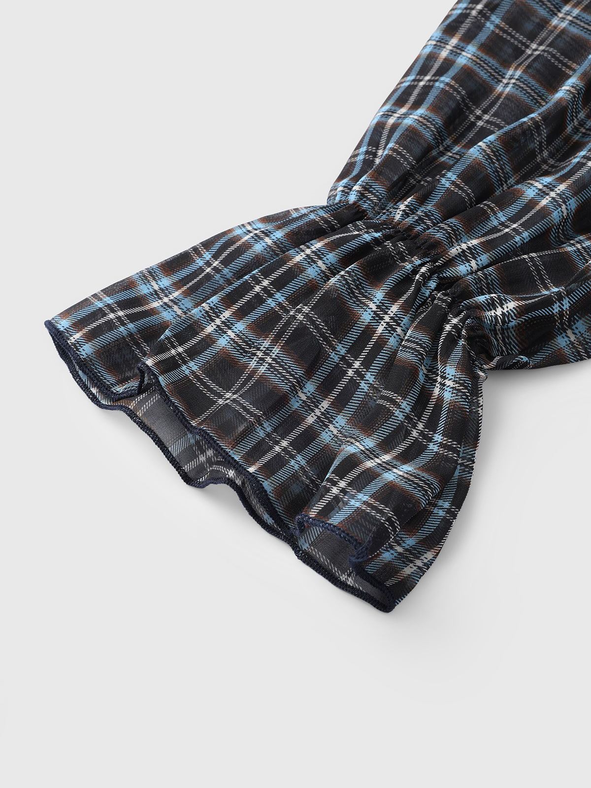 Soft Disagreement Ruffle Dress – Navy Check