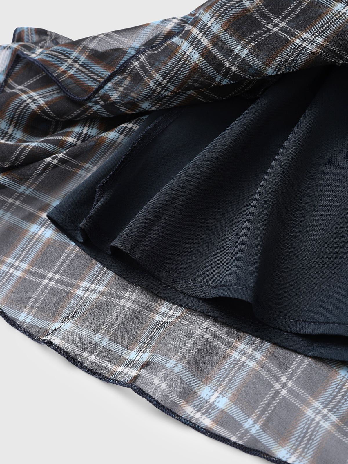 Soft Disagreement Ruffle Dress – Navy Check