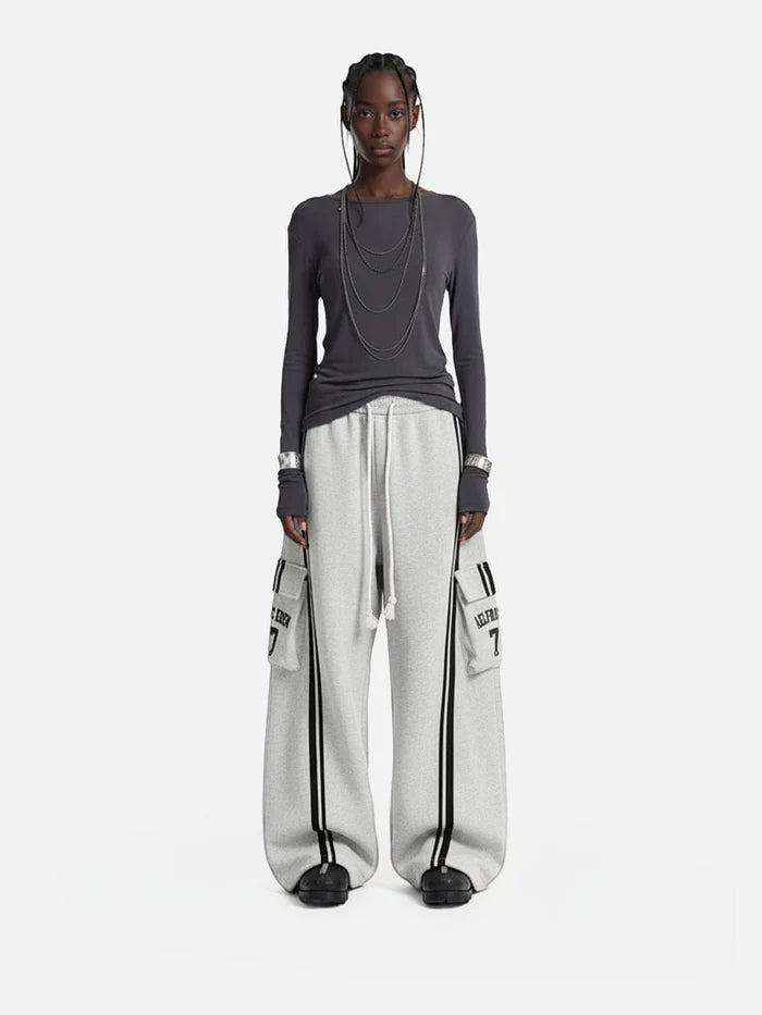 Weekday Outdoor Wide-leg Contrast Stitch Cargo Maxi Pants - Grey