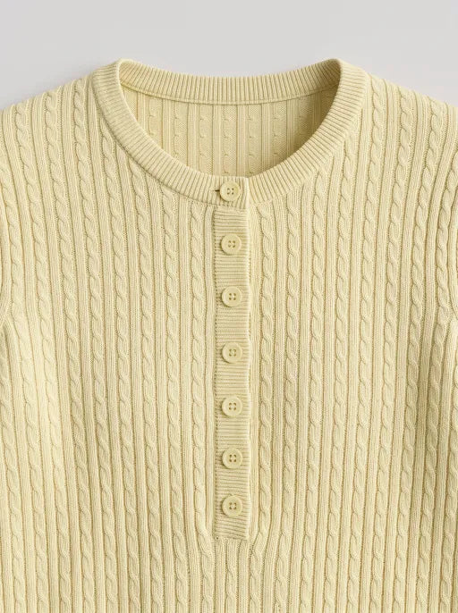 Co-ed Dorm Skimming Textured Long-Sleeve Cardigan Top - Yellow