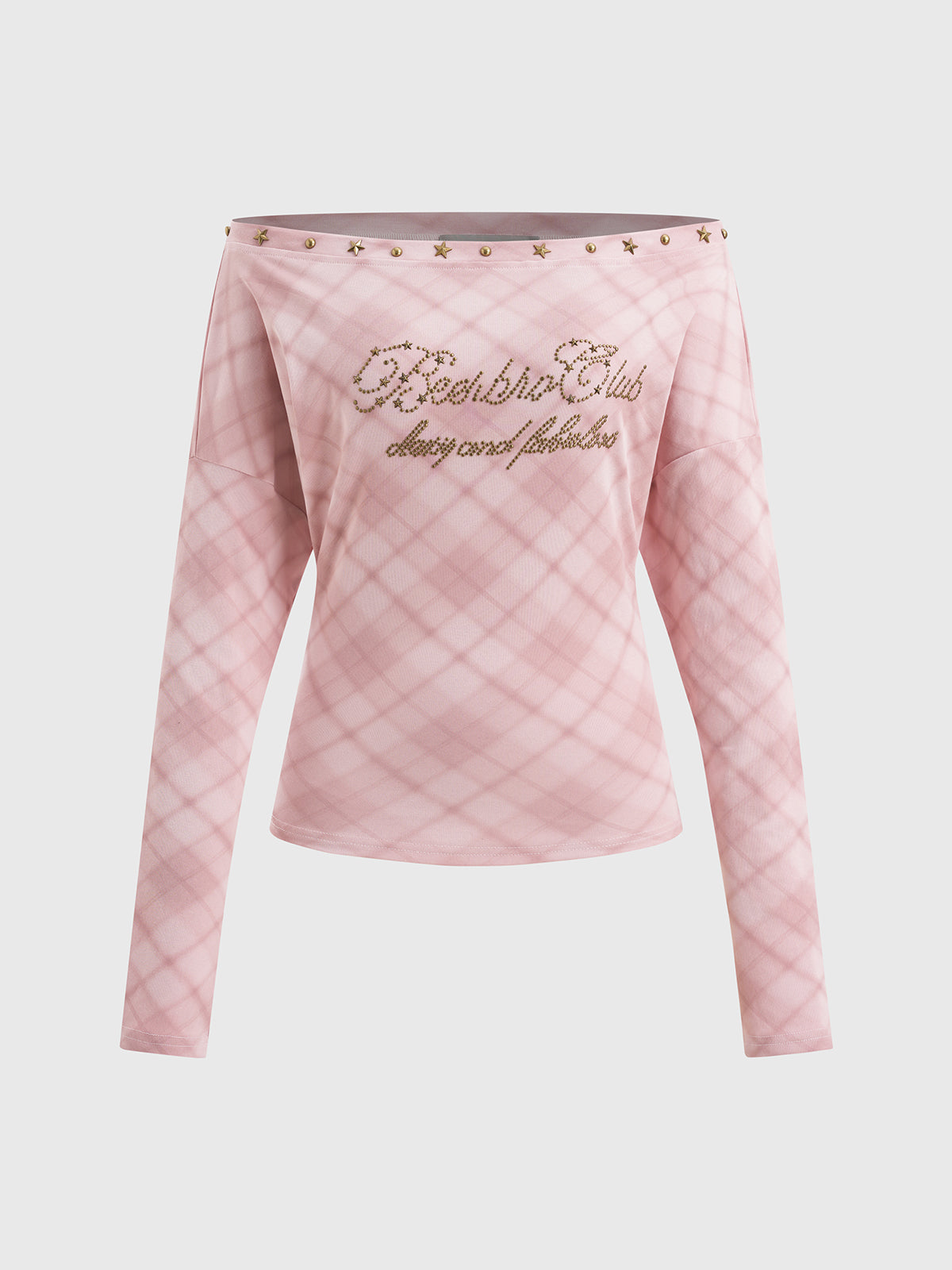 Post-Script Tee – Blush Plaid