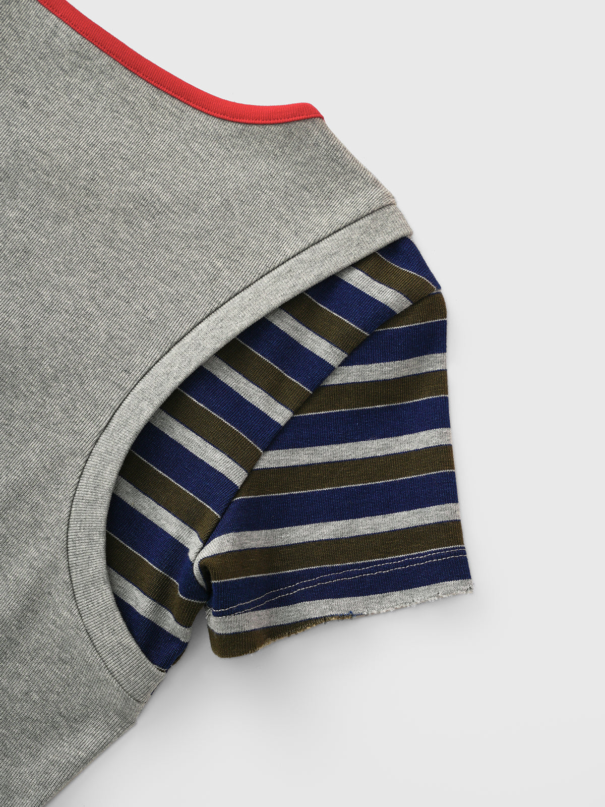 Offbeat Stripe Fitted Tee - Grey Black