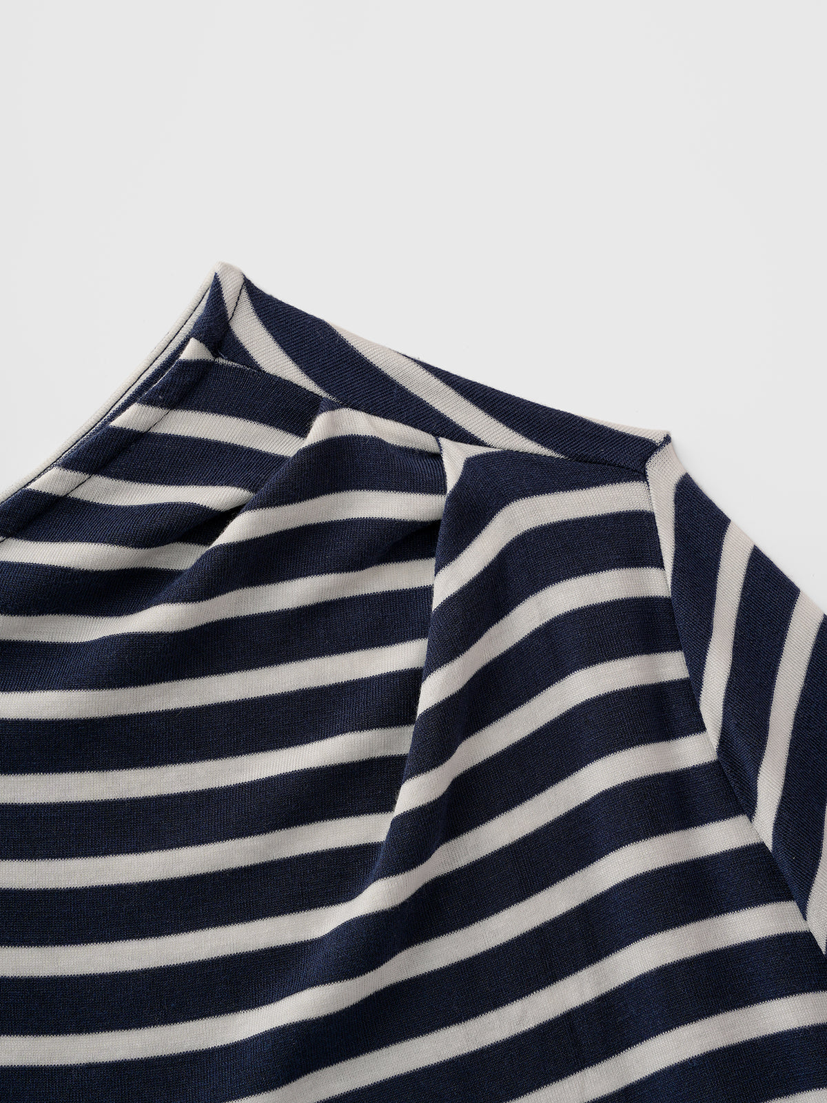 Tilted Shoulder Stripe Sleeve Top - Black White