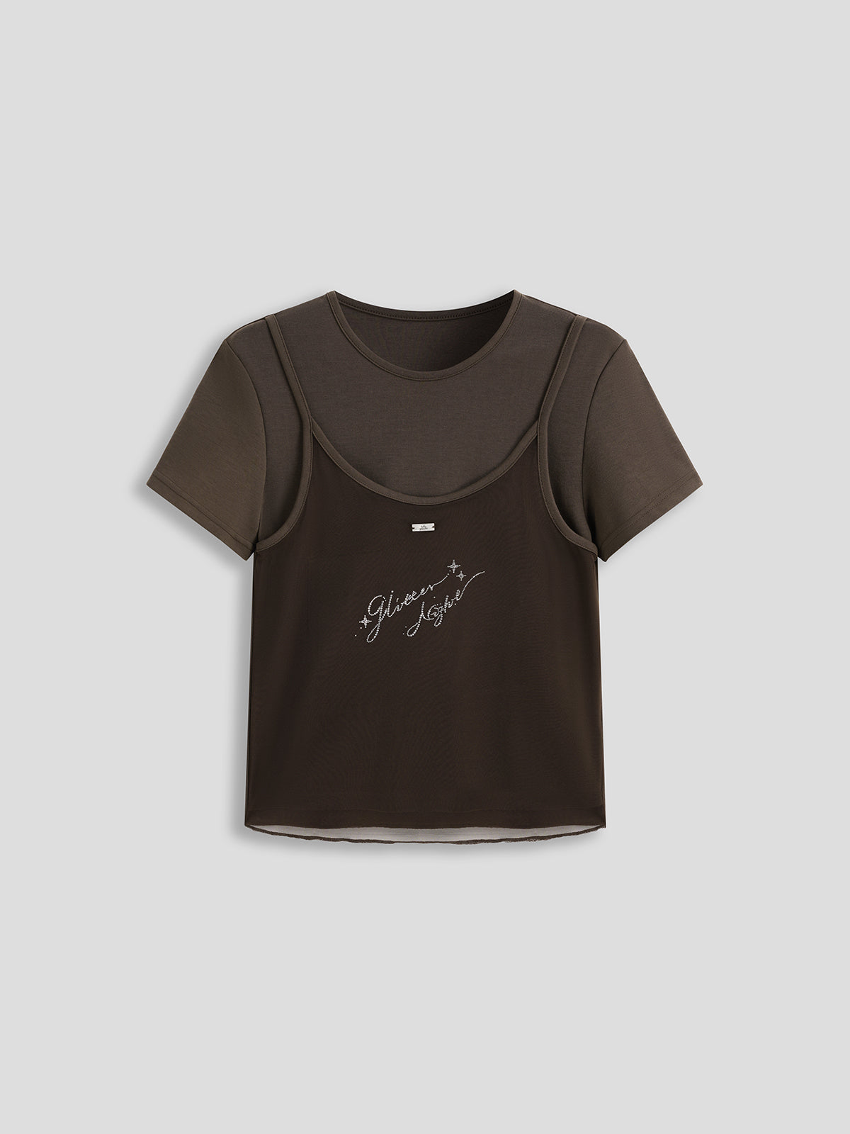 Bedazzled Web Tee - Mocha Spark