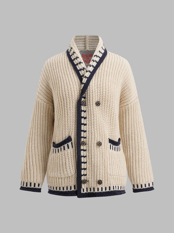 Half-Past Cozy Cardigan – Cream Navy