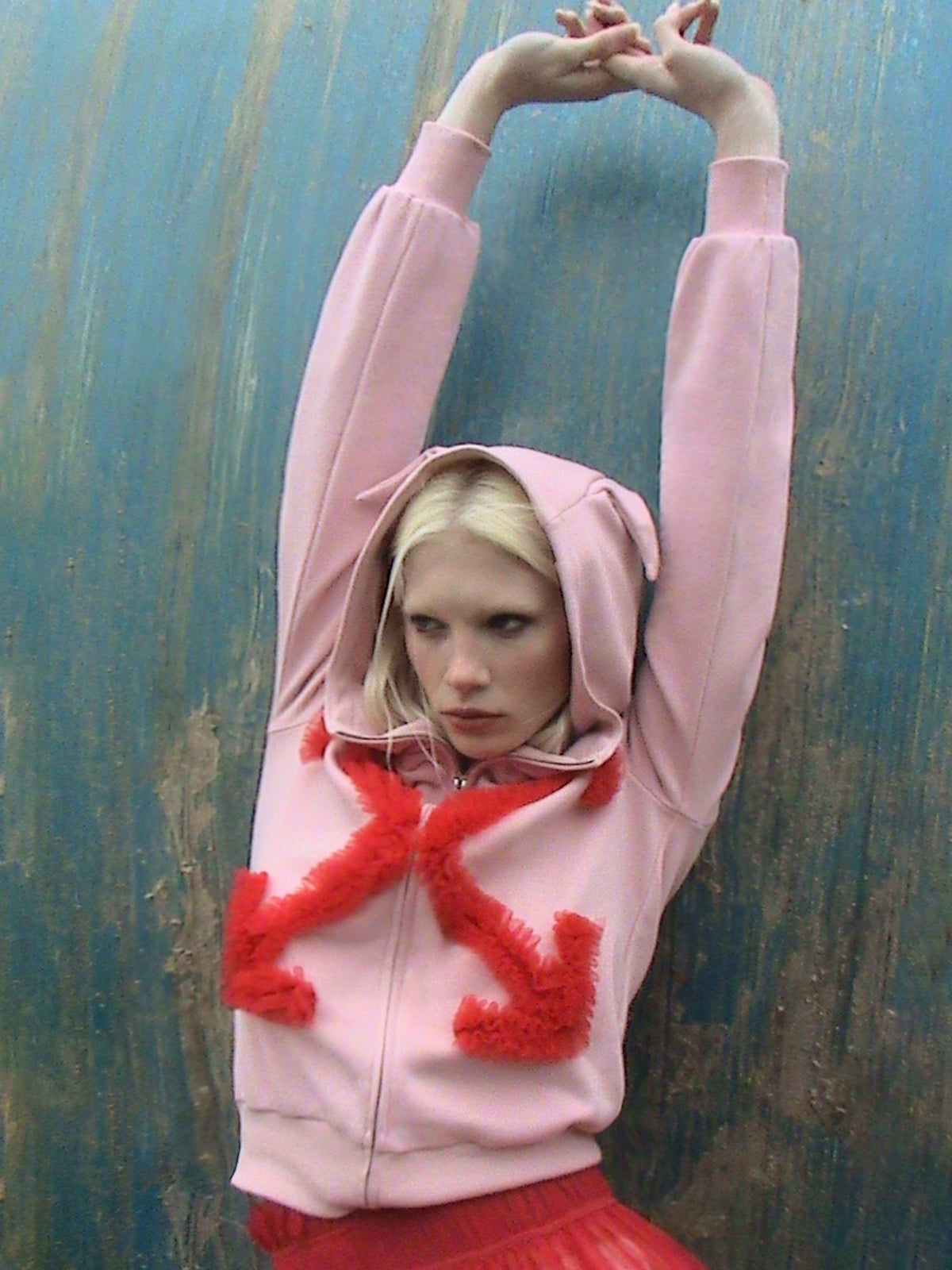 Devil May Care Zipper Hoodie - Pink Alert
