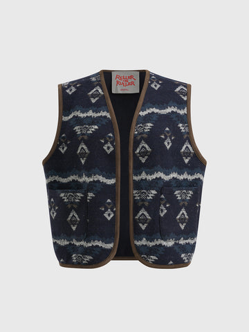 Dorm Radio Vest Cardigan – Navy Ivory
