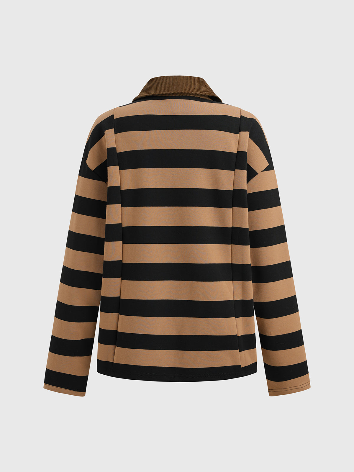 Library Stripe Polo Sweatshirt – Tan Black