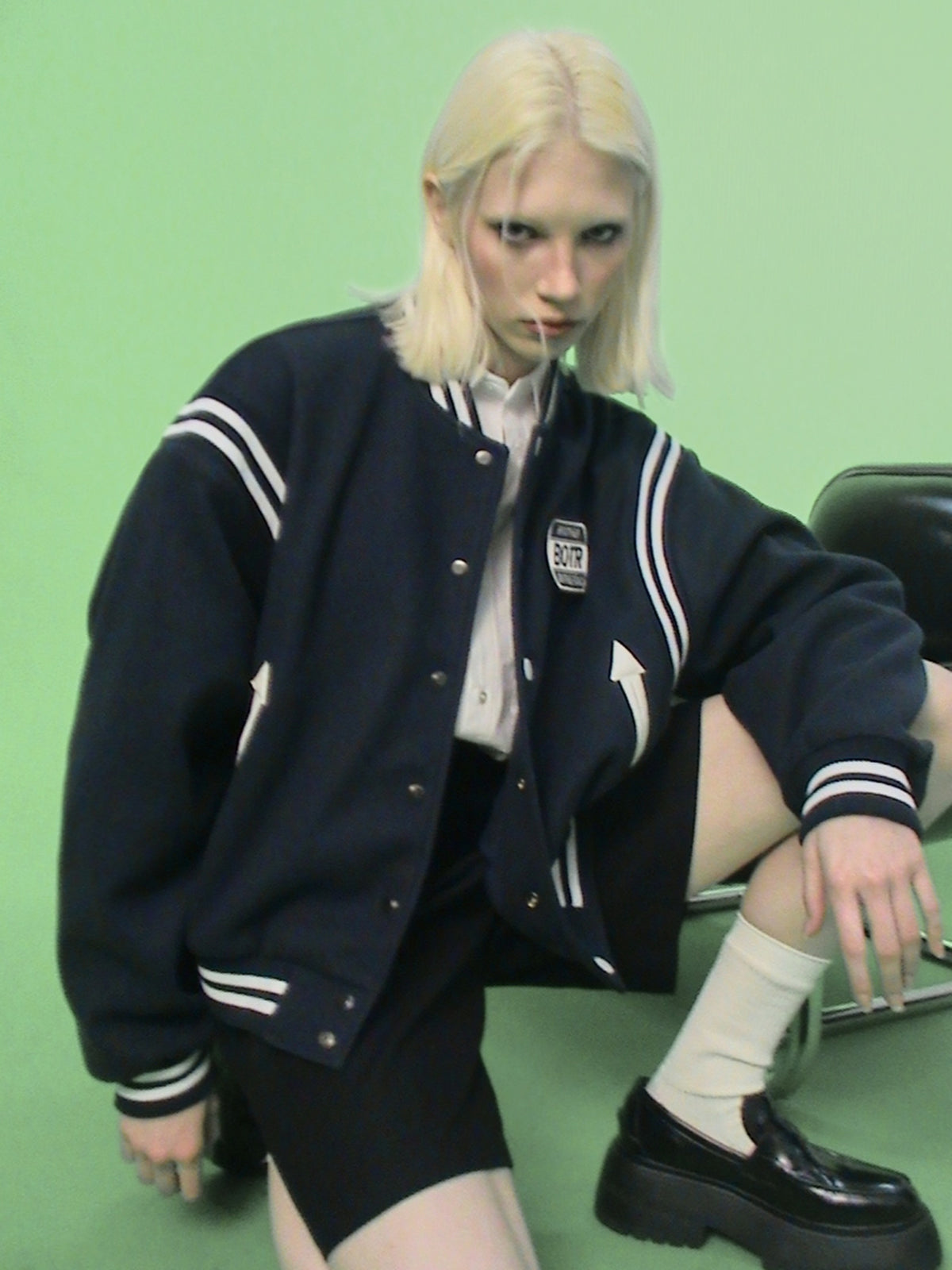 Subtle Squad Varsity Jacket - Deep Navy
