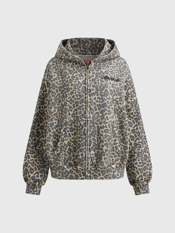 Wild Card Hoodie Zipper Jacket – Beige Black