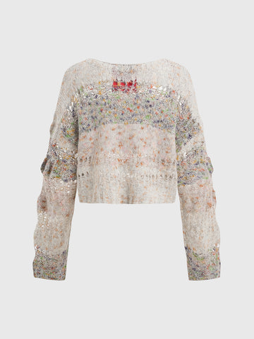 Quiet Bloom Knit Top – Ivory Mix