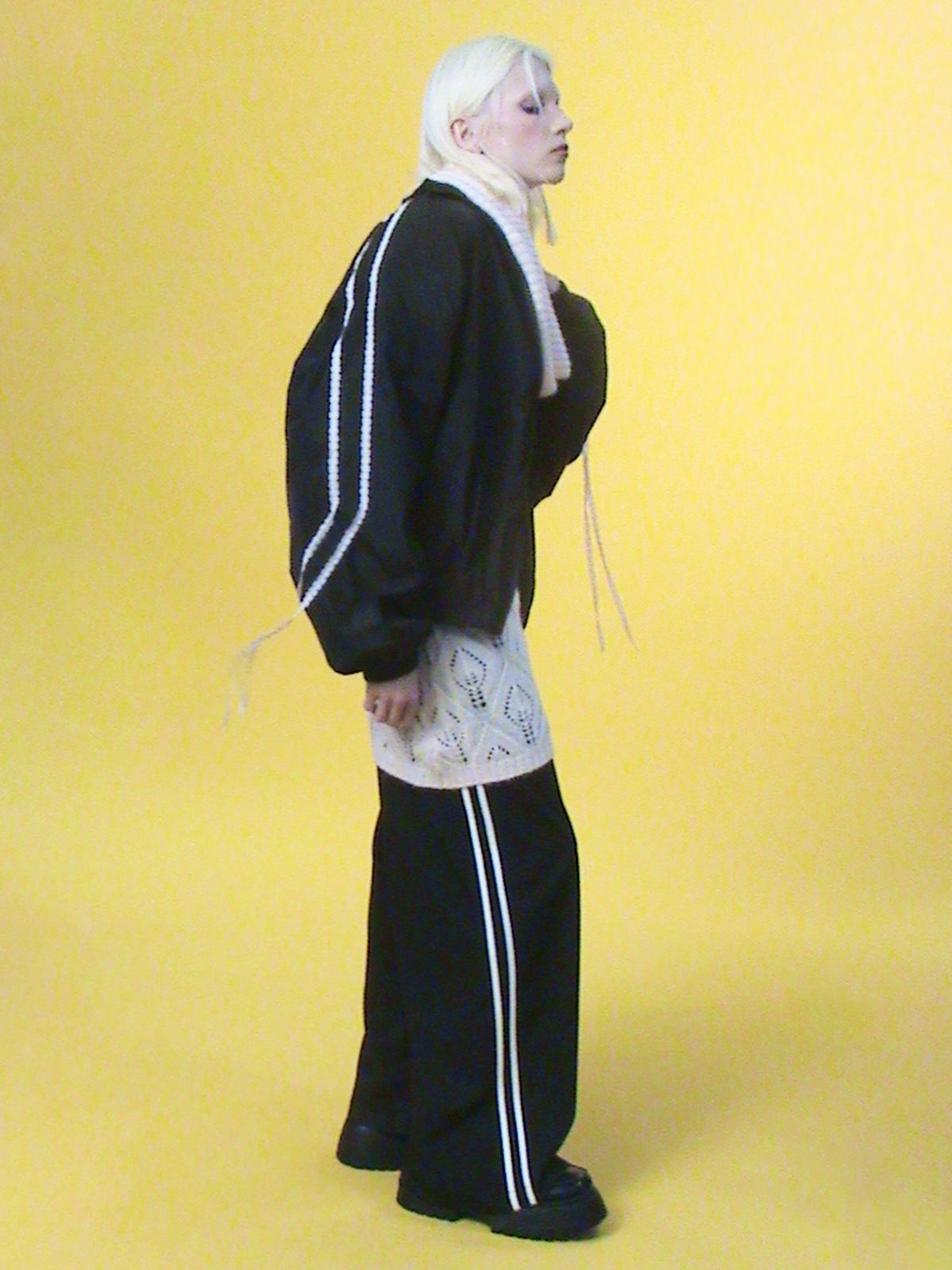 Lace-Fringed Zip Jacket - Noir Bow