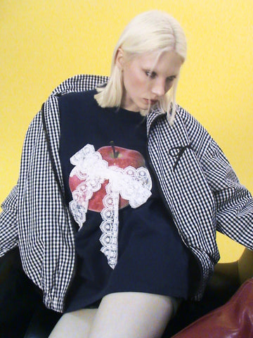 Apple Bow Tee - Midnight Navy