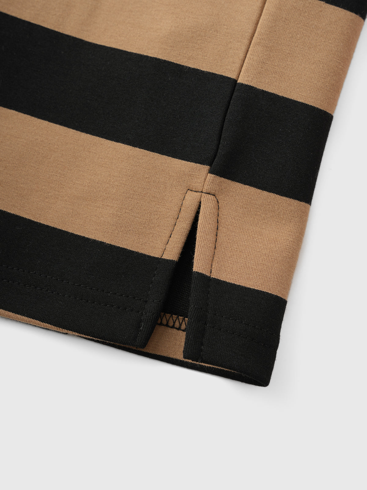 Library Stripe Polo Sweatshirt – Tan Black