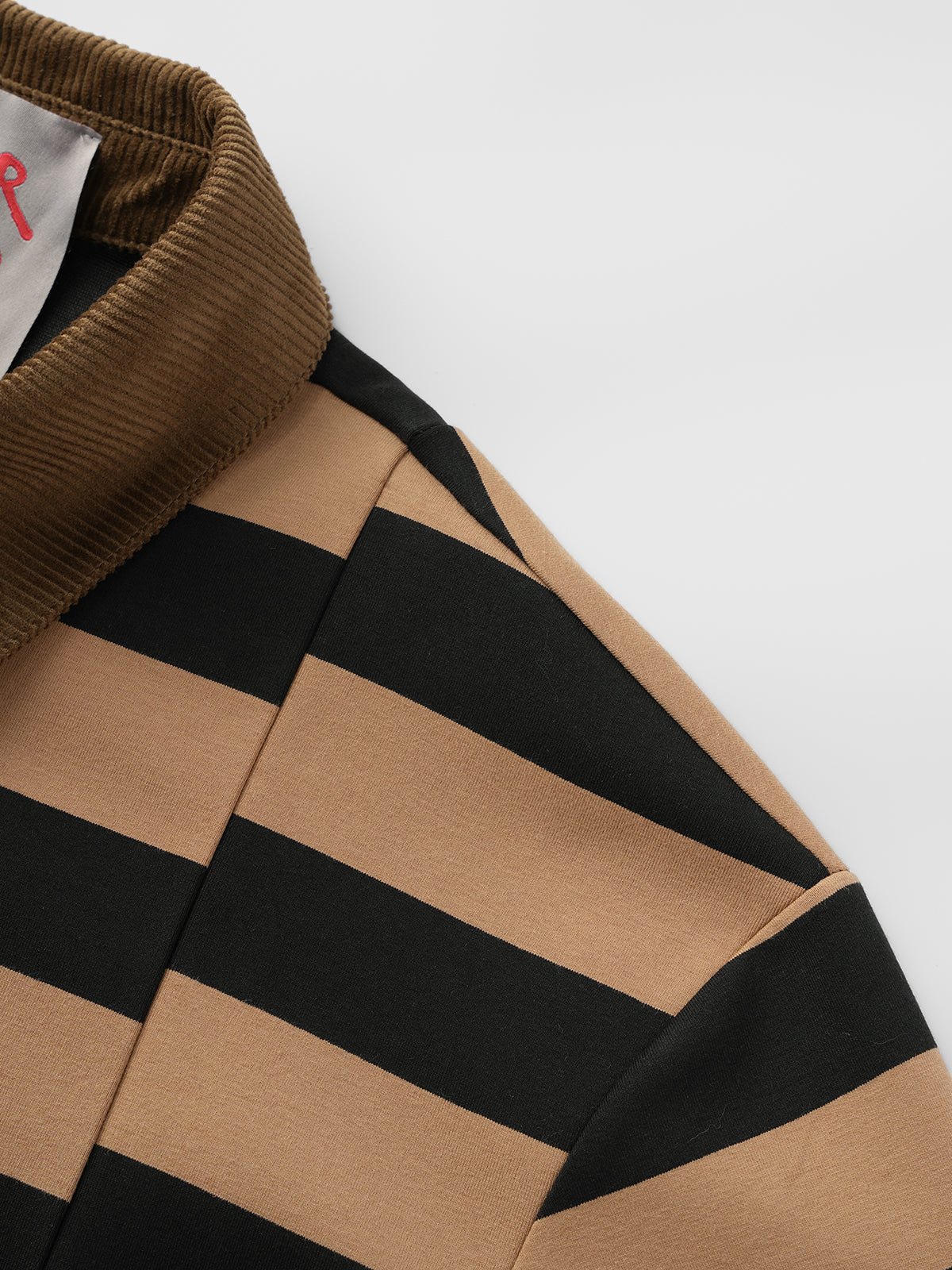 Library Stripe Polo Sweatshirt – Tan Black