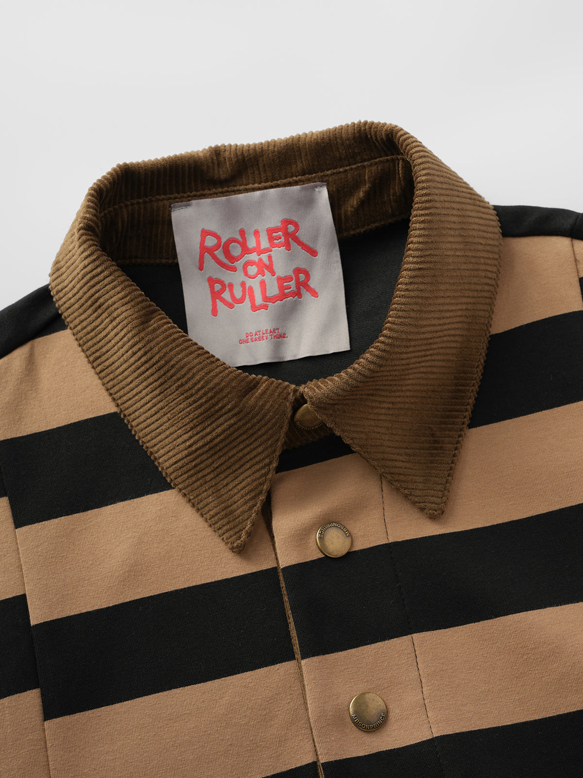 Library Stripe Polo Sweatshirt – Tan Black