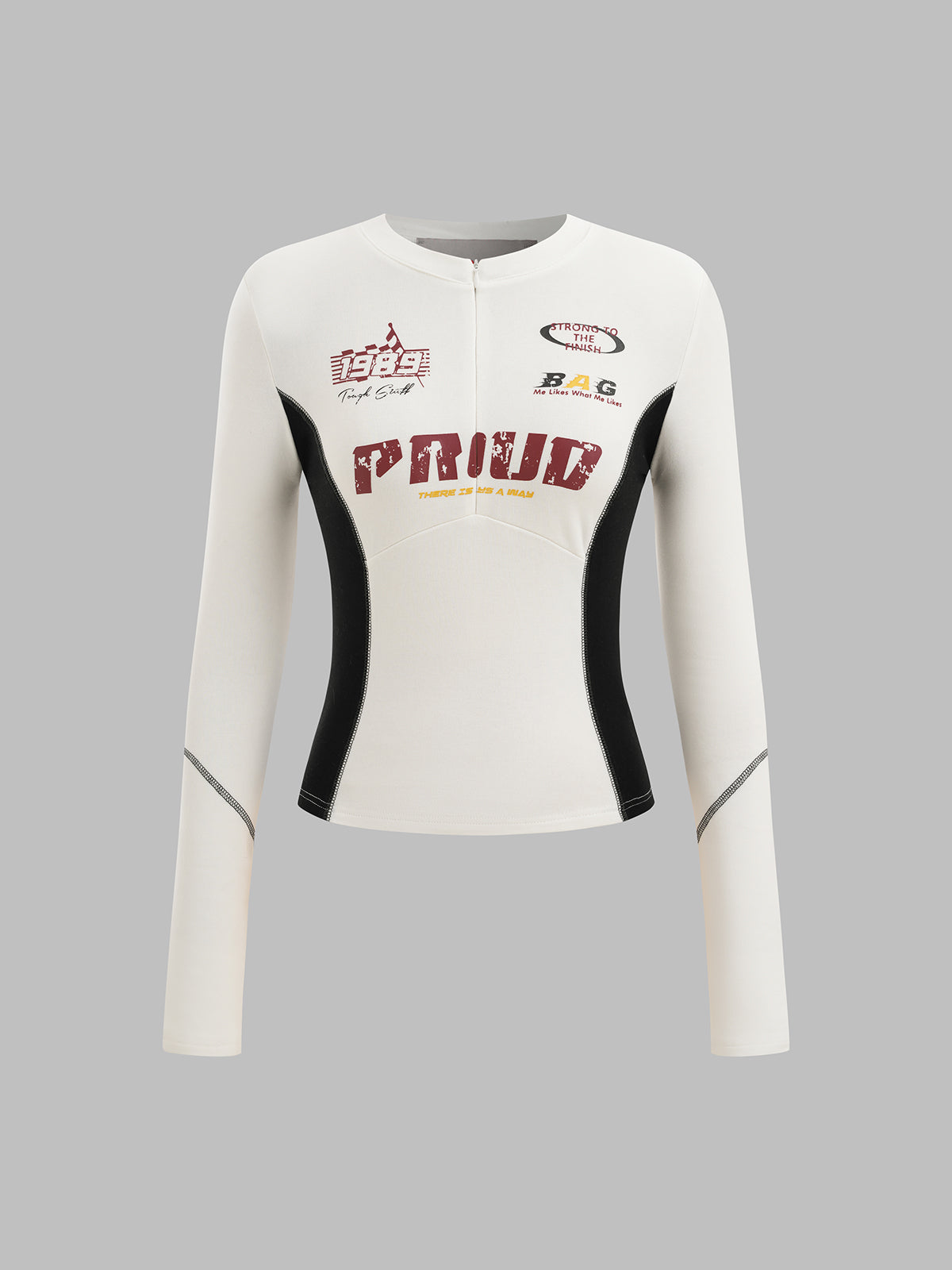 Fuel Script Sleeve Top – Cream Noir