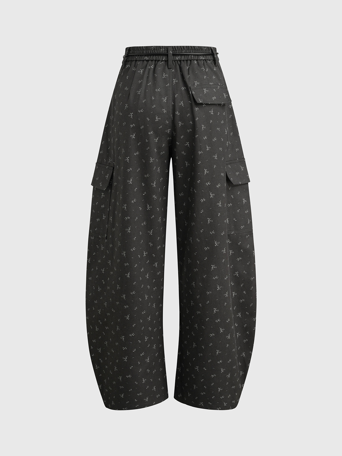 Flower Memo Cargo Pants - Charcoal Black