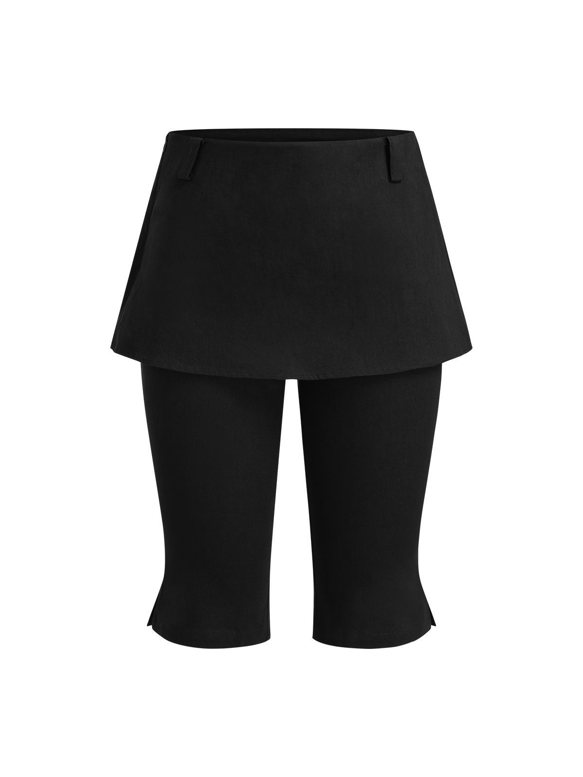 Mirror Trick Layer Skort Capri Pants - Deep Black