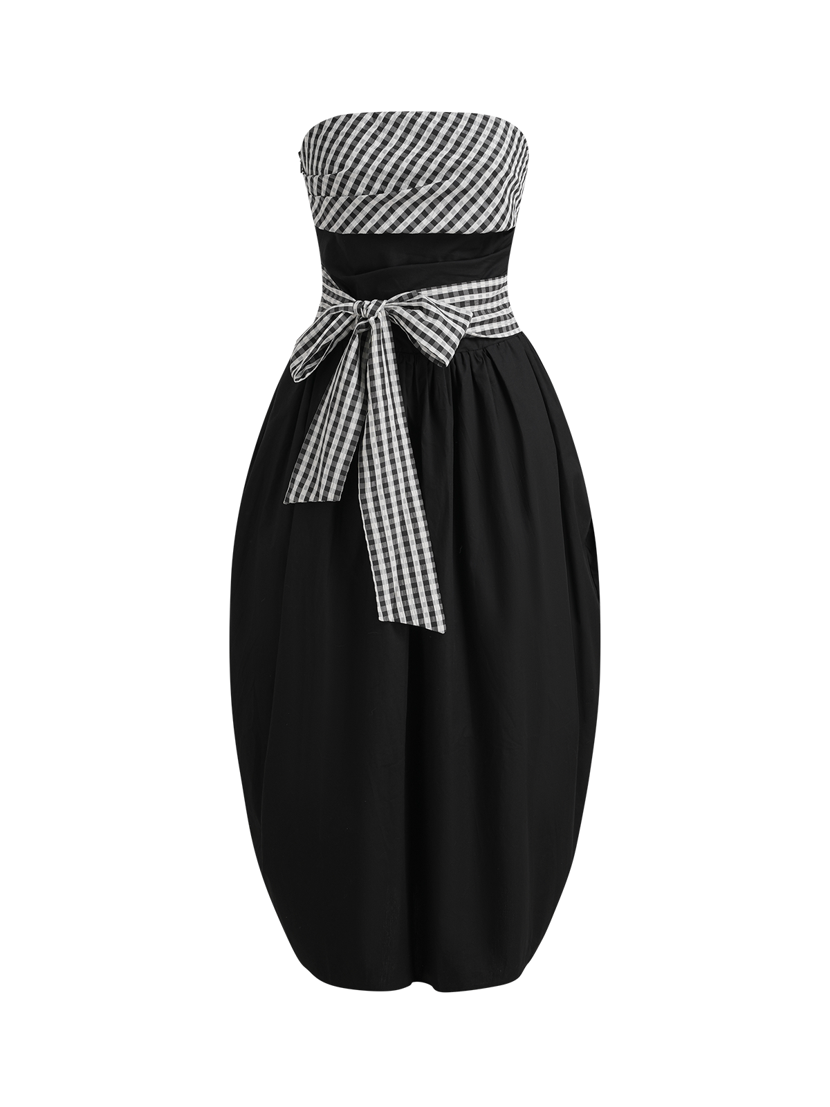 Puzzle Grid Balloon Dress - Ink Black