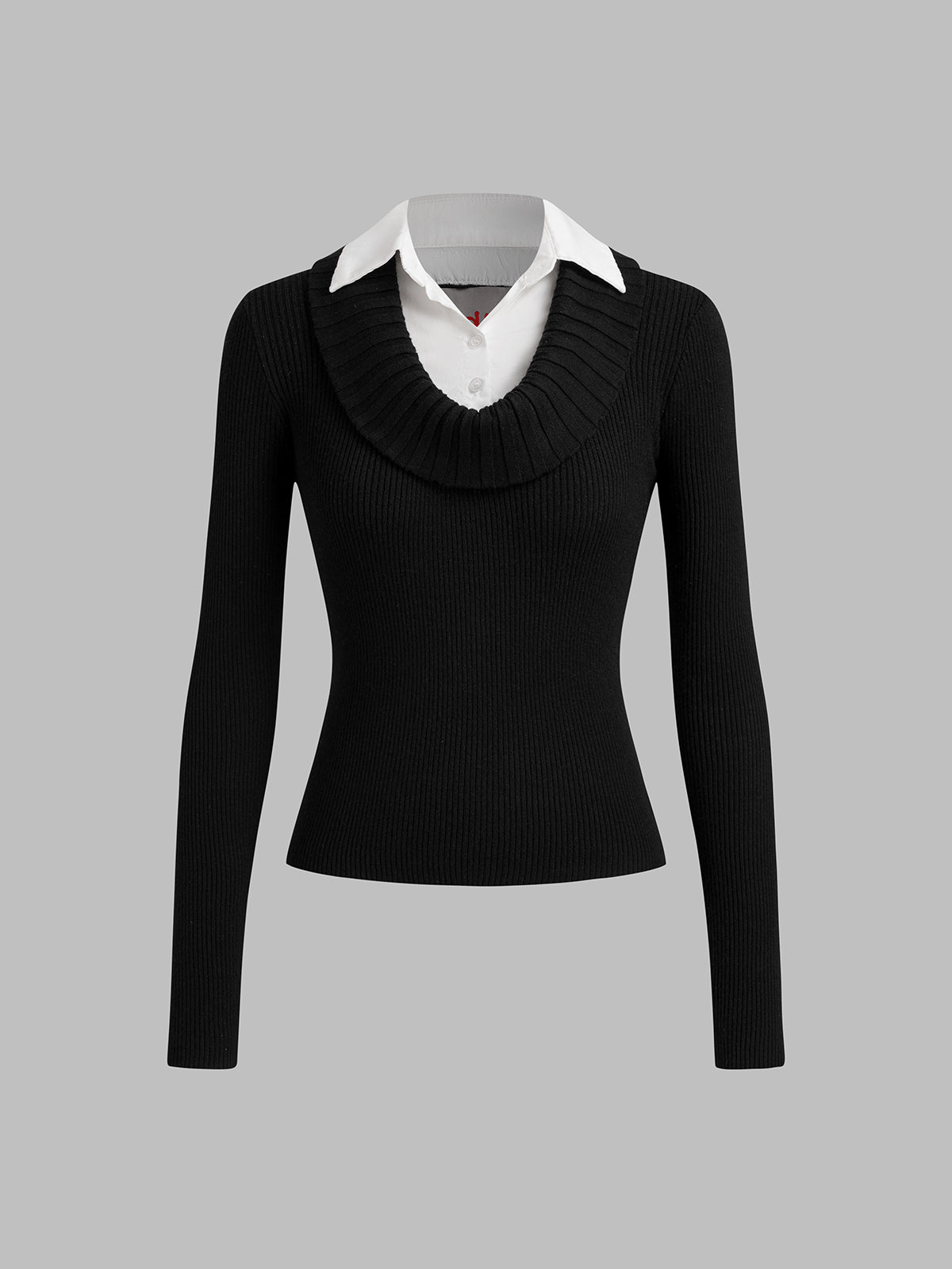 Desk Drama Layer Sleeve Top - Coal Black