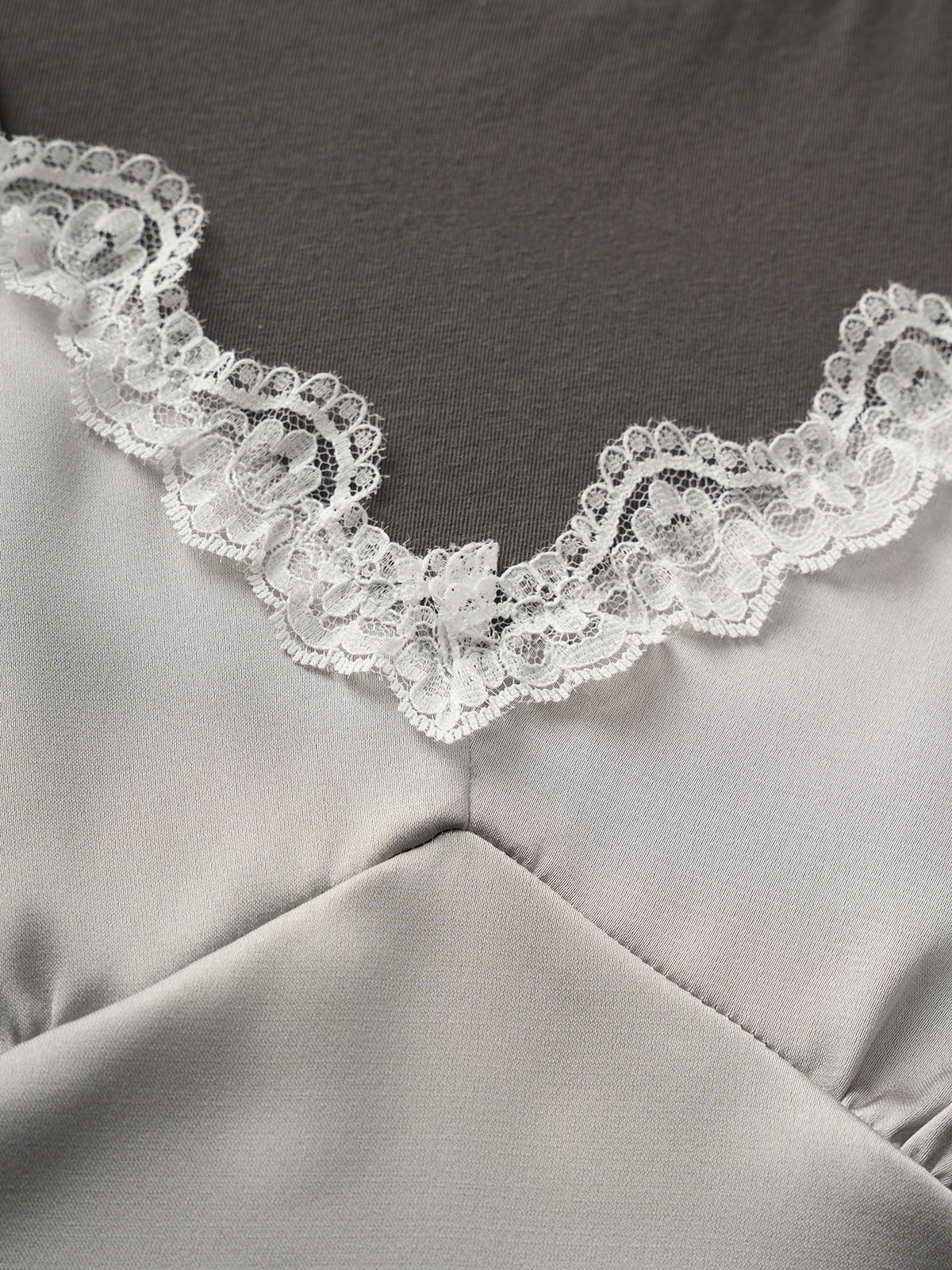 Office Illusion Lace Tee - Mist Grey