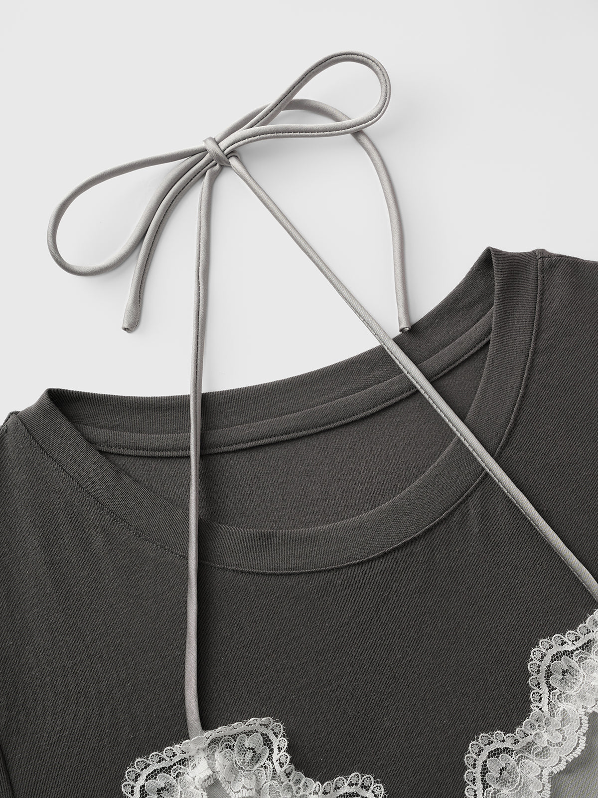 Office Illusion Lace Tee - Mist Grey