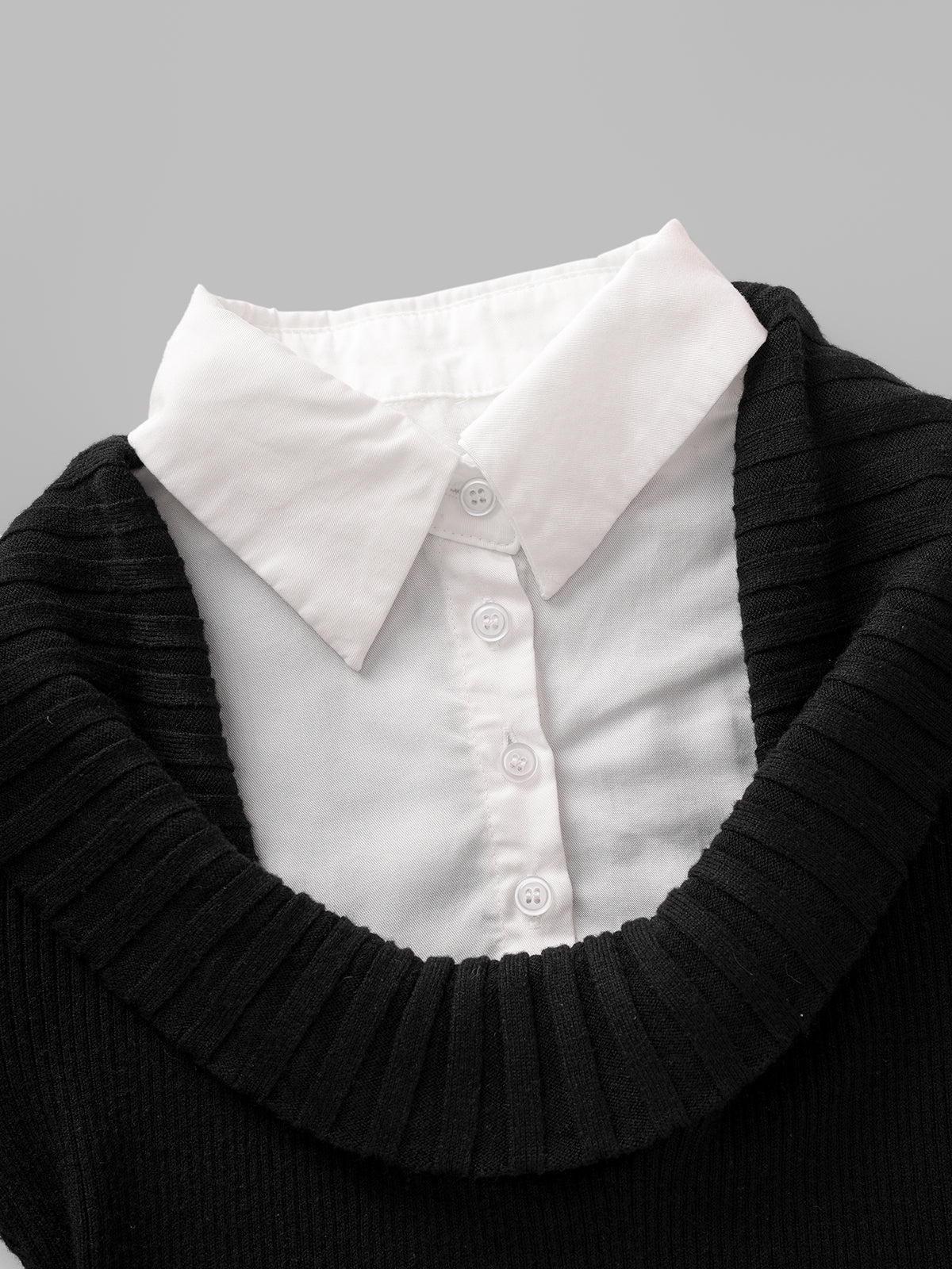 Desk Drama Layer Sleeve Top - Coal Black